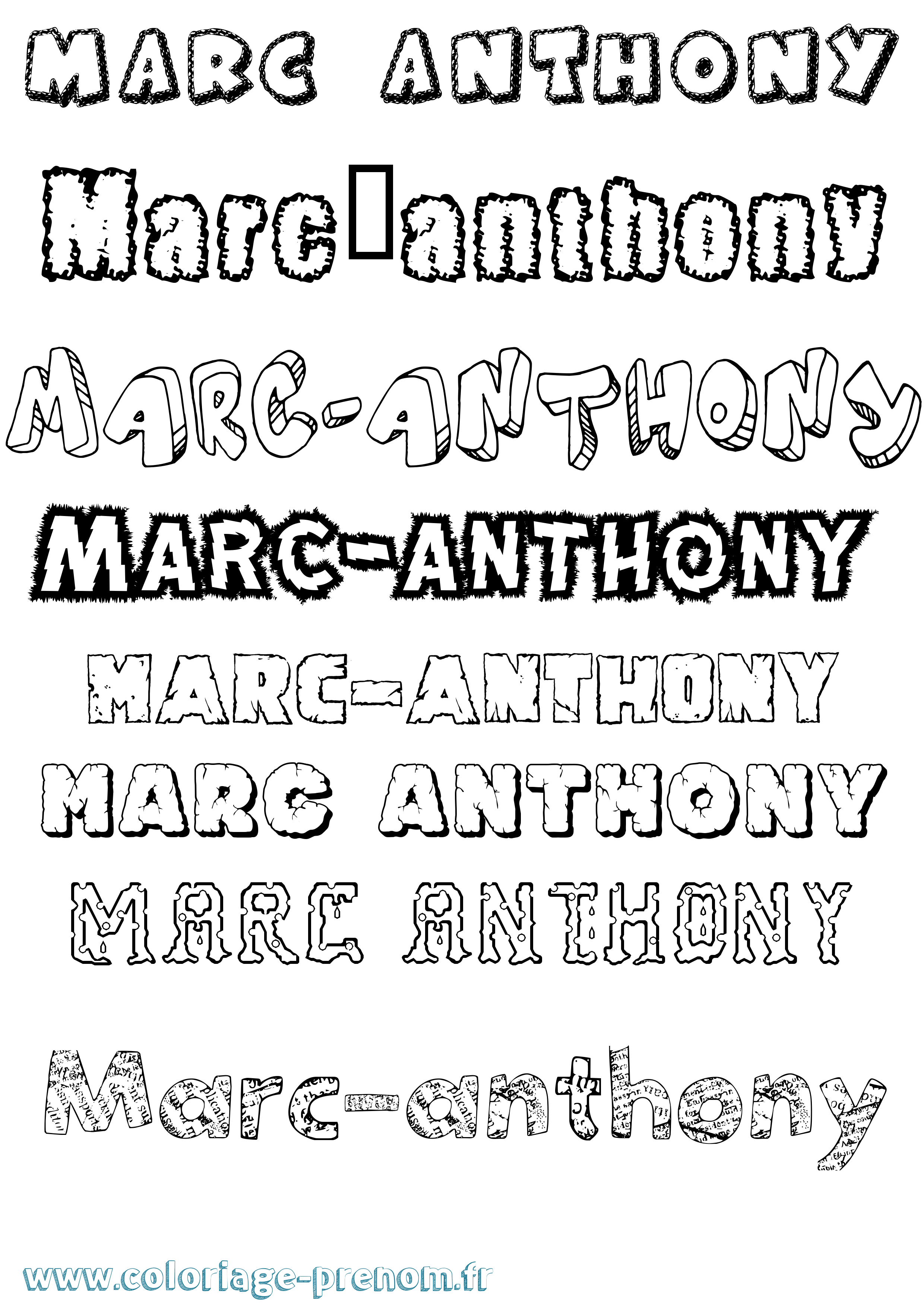 Coloriage Marc-Anthony Destructuré Coloriage prénom Marc-Anthony Destructuré