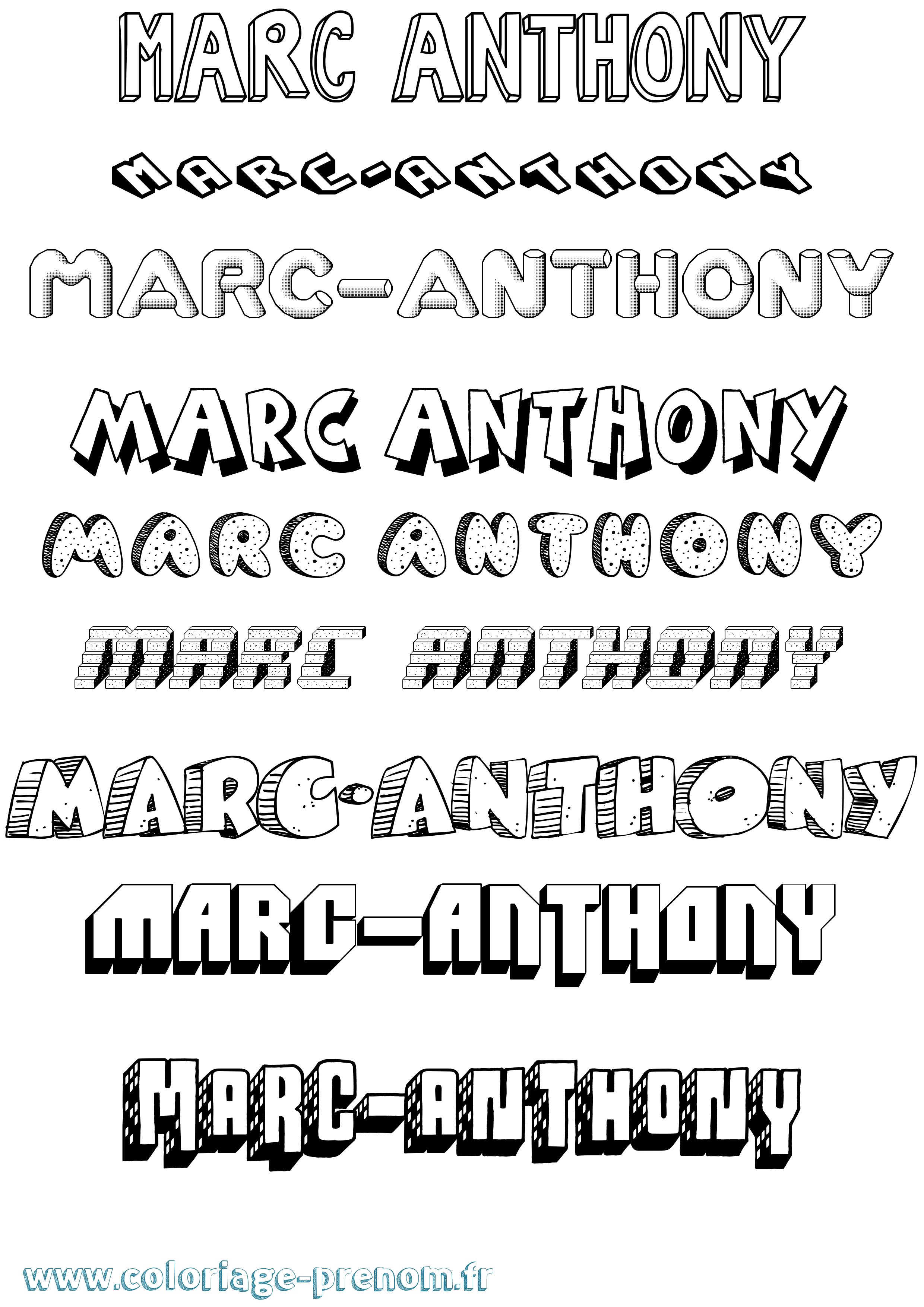 Coloriage Marc-Anthony Effet 3D Coloriage prénom Marc-Anthony Effet 3D