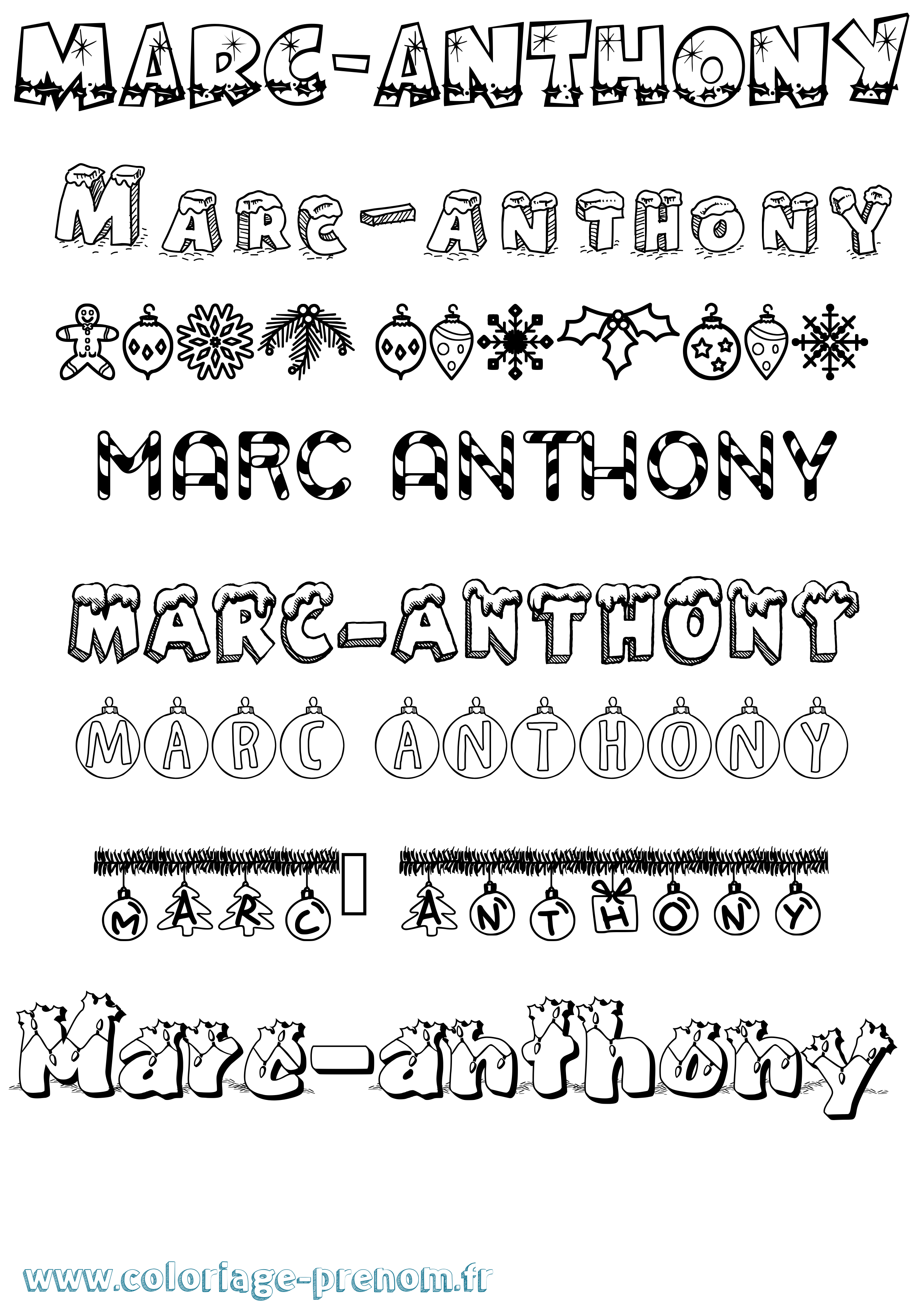 Coloriage Marc-Anthony Noël Coloriage prénom Marc-Anthony Noël