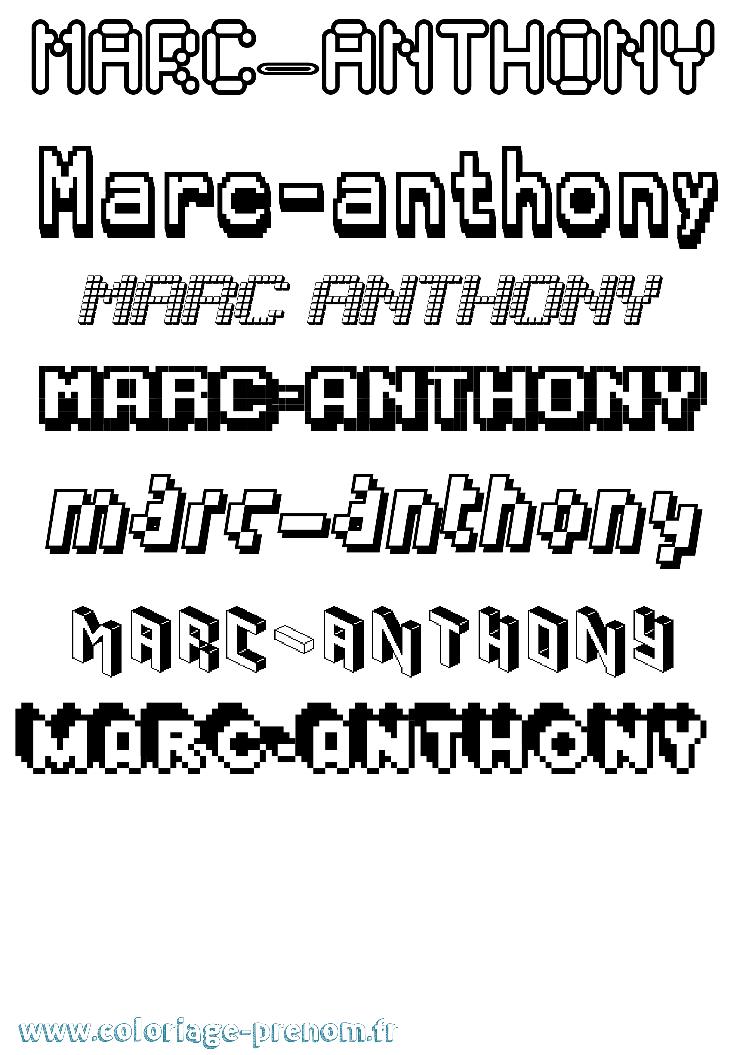 Coloriage Marc-Anthony Pixel Coloriage prénom Marc-Anthony Pixel