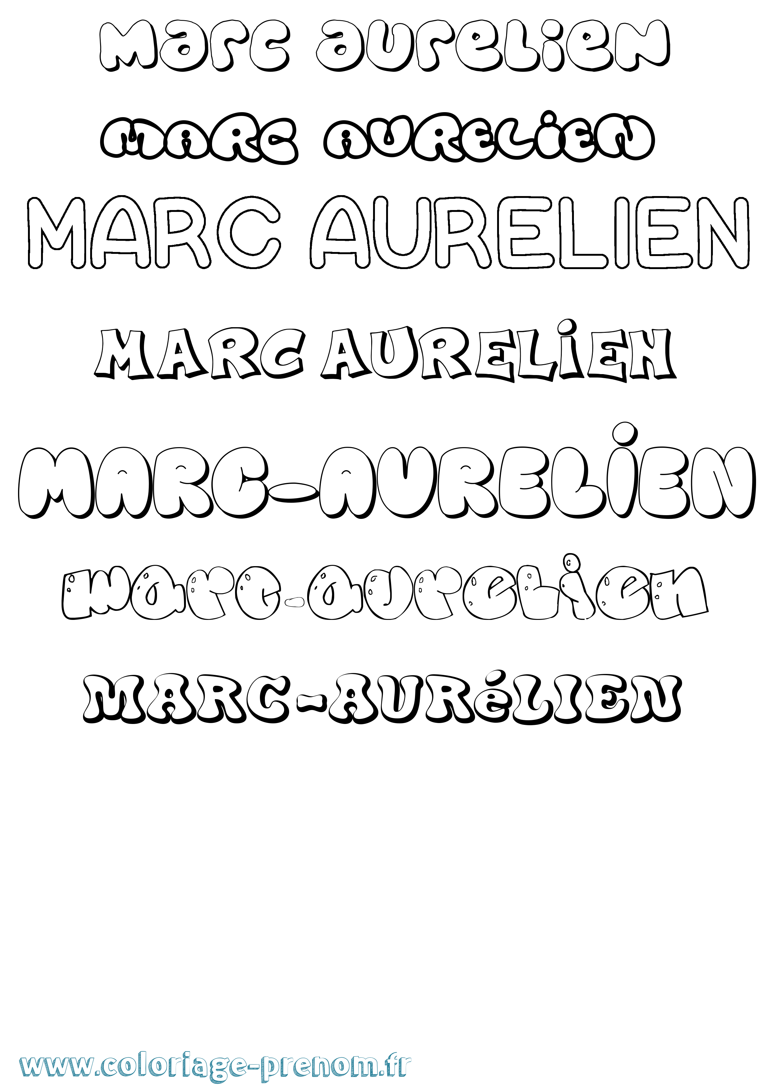 Coloriage Marc-Aurélien Bubble Coloriage prénom Marc-Aurélien Bubble