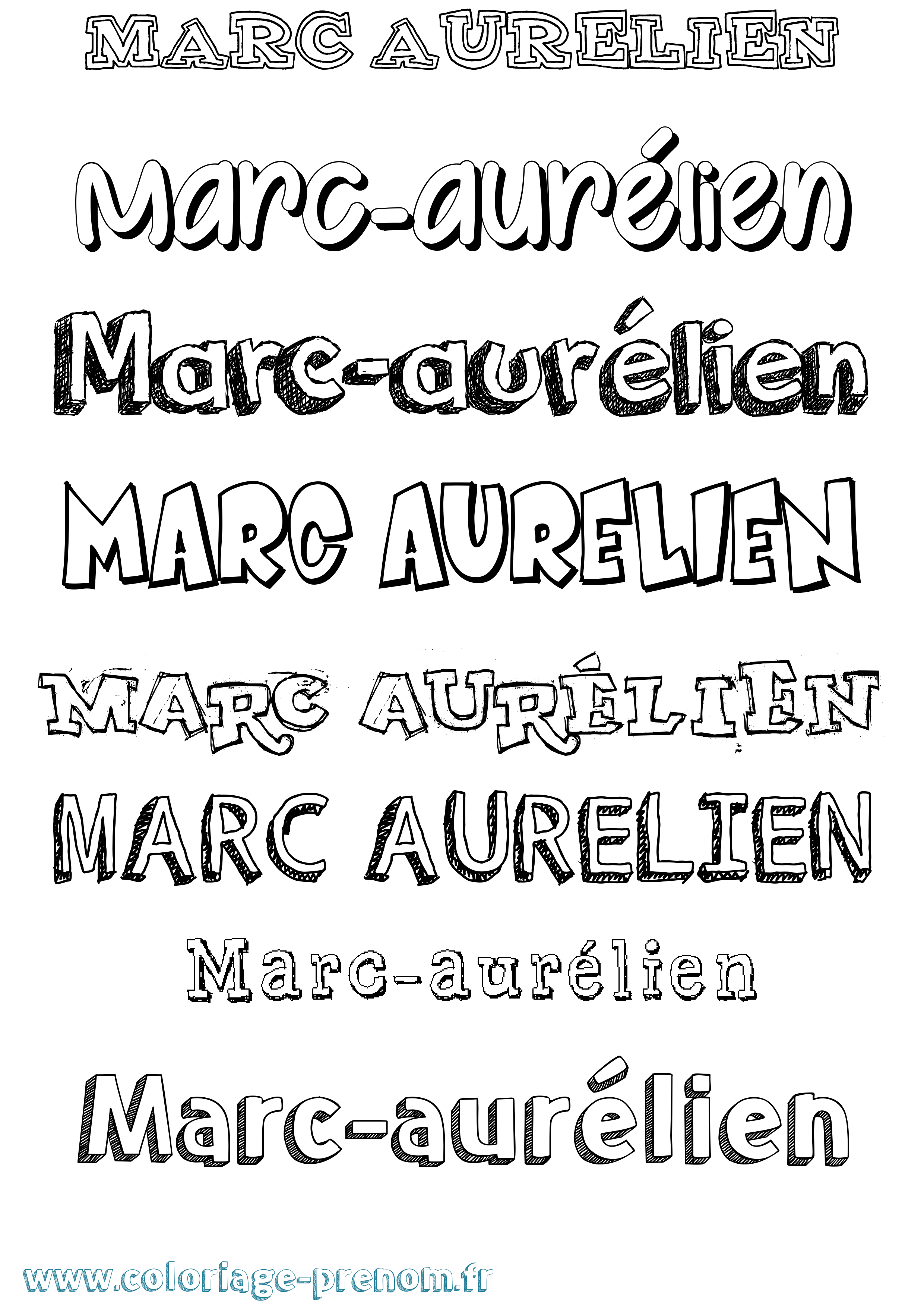 Coloriage Marc-Aurélien Dessiné Coloriage prénom Marc-Aurélien Dessiné