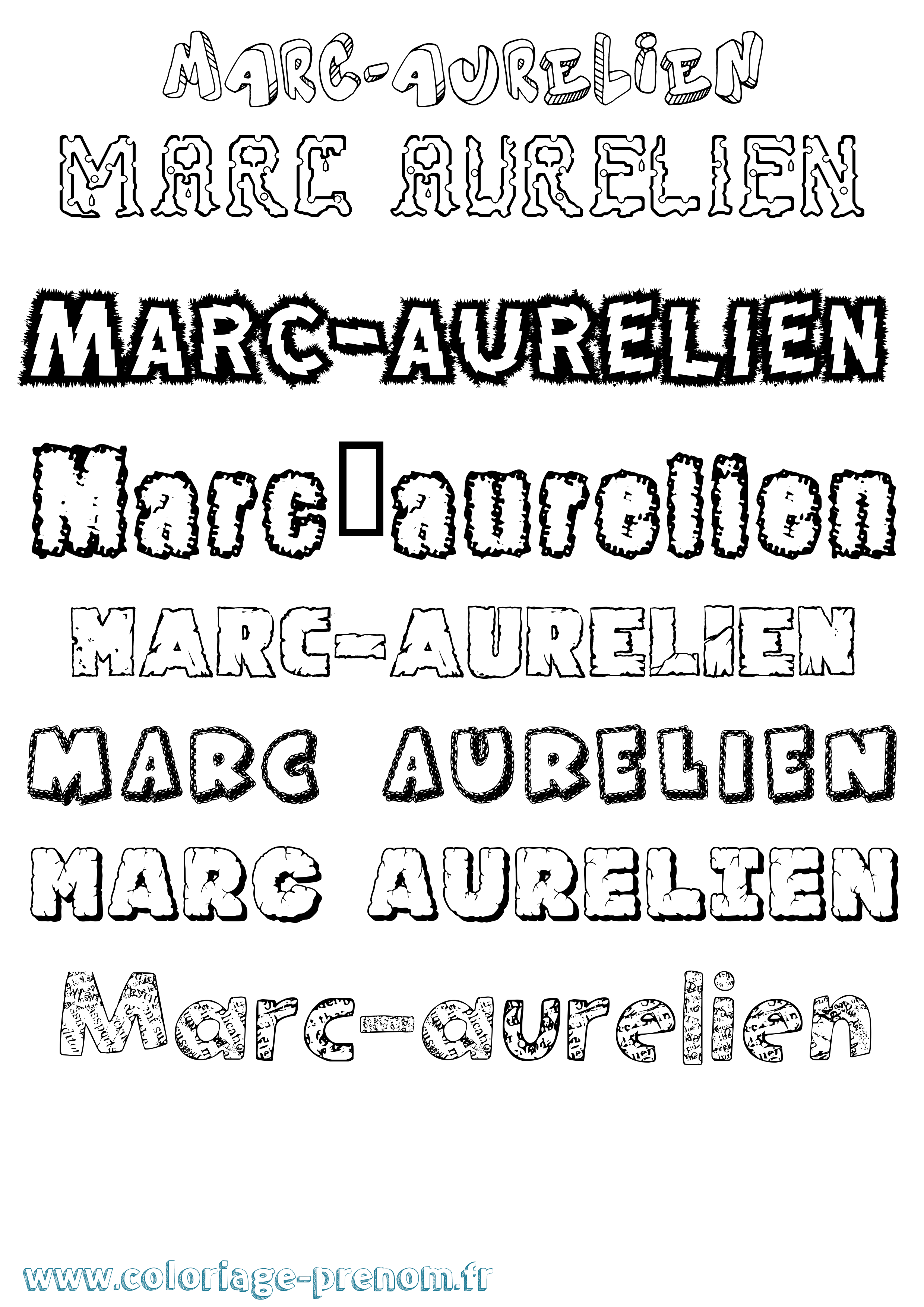 Coloriage Marc-Aurélien Destructuré Coloriage prénom Marc-Aurélien Destructuré