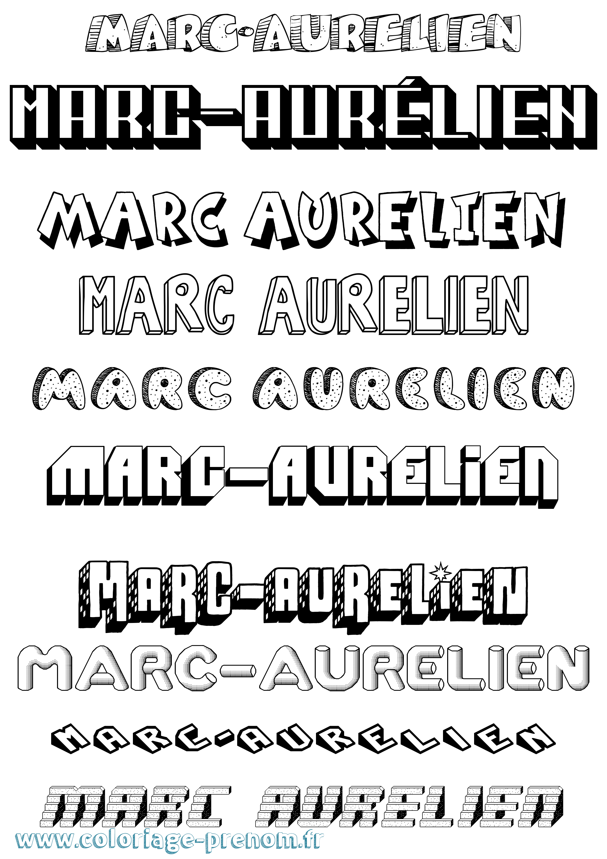 Coloriage Marc-Aurélien Effet 3D Coloriage prénom Marc-Aurélien Effet 3D