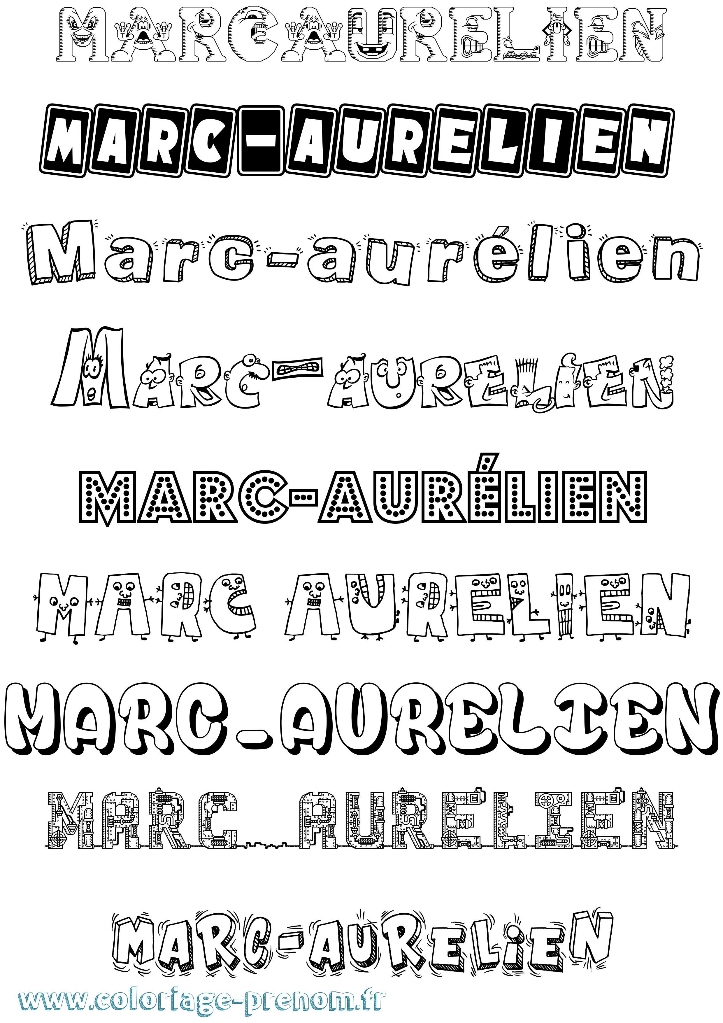 Coloriage Marc-Aurélien Fun Coloriage prénom Marc-Aurélien Fun