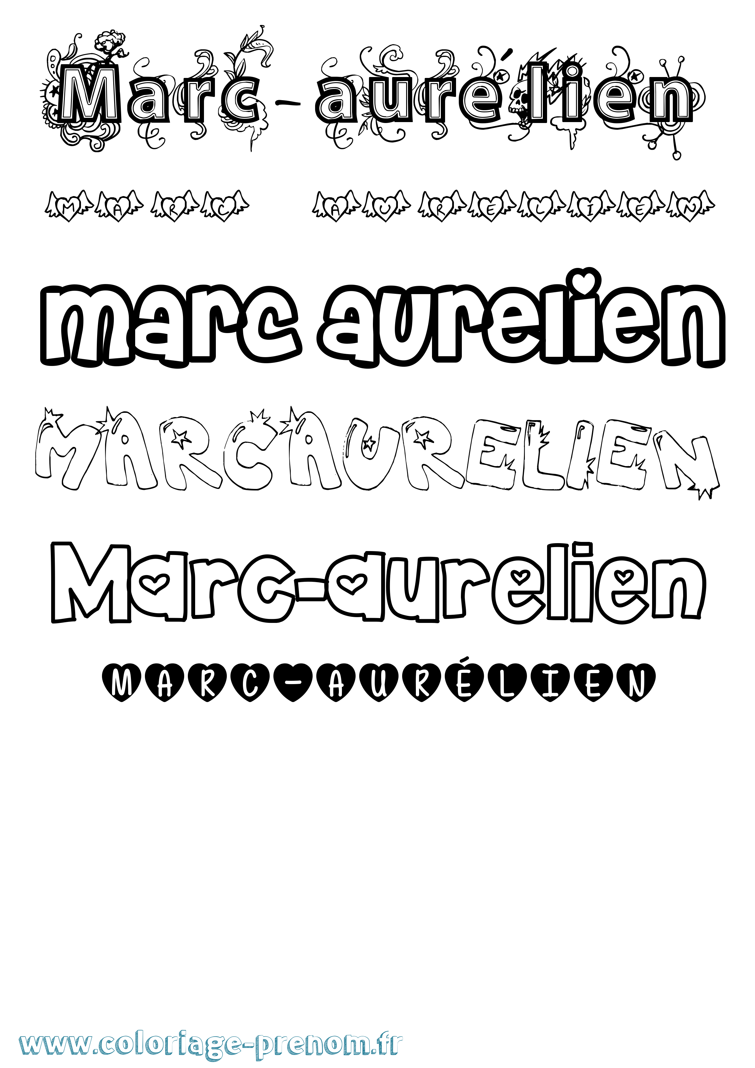 Coloriage Marc-Aurélien Girly Coloriage prénom Marc-Aurélien Girly