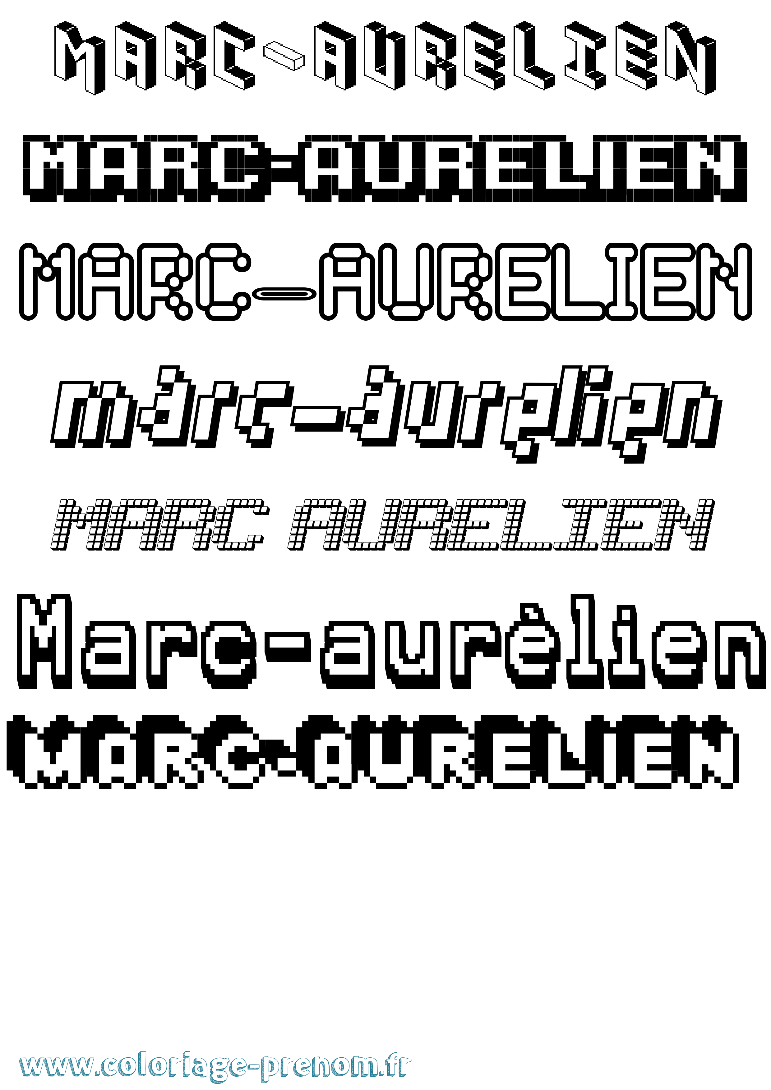 Coloriage Marc-Aurélien Pixel Coloriage prénom Marc-Aurélien Pixel