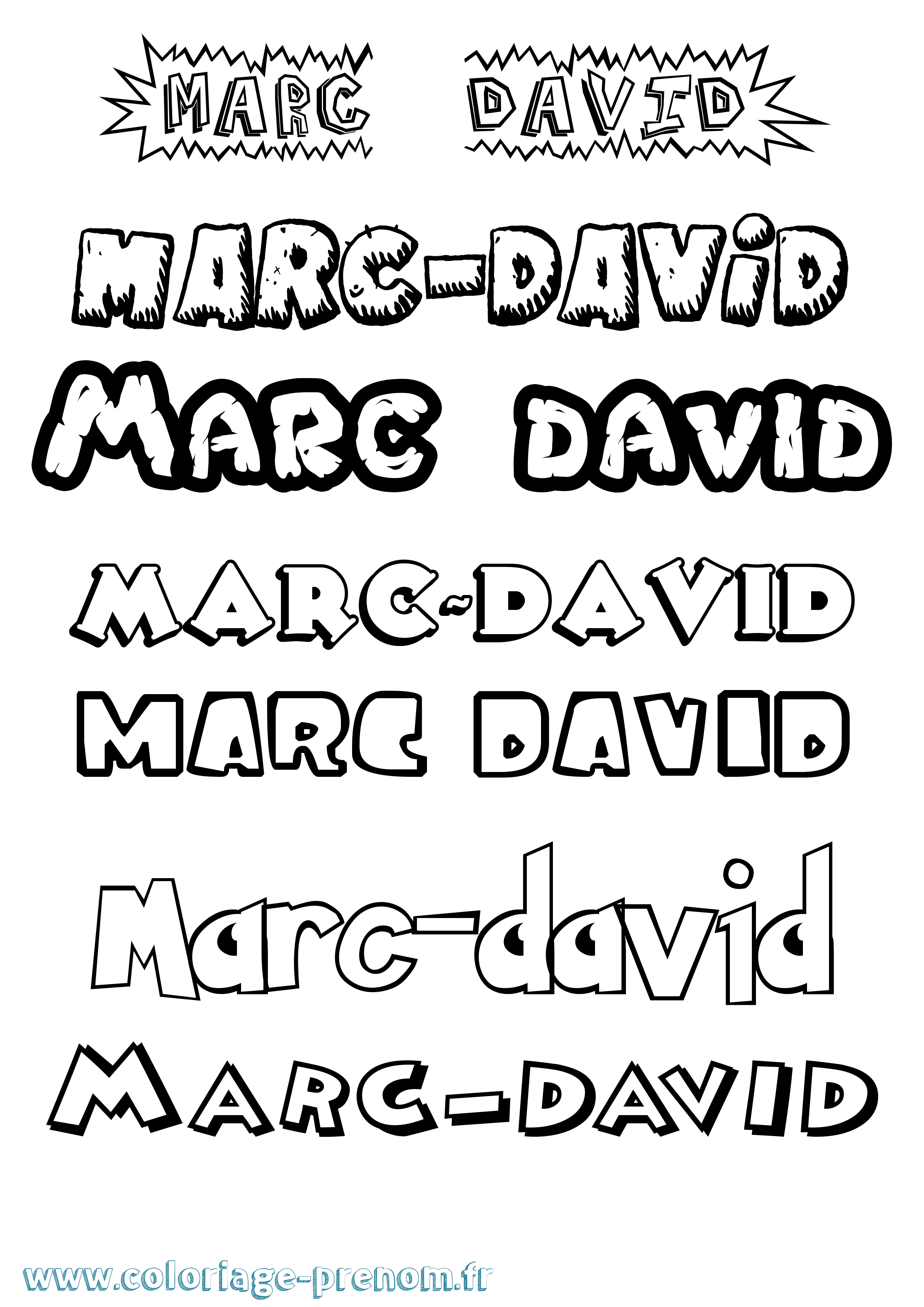 Coloriage Marc-David Dessin Animé Coloriage prénom Marc-David Dessin Animé