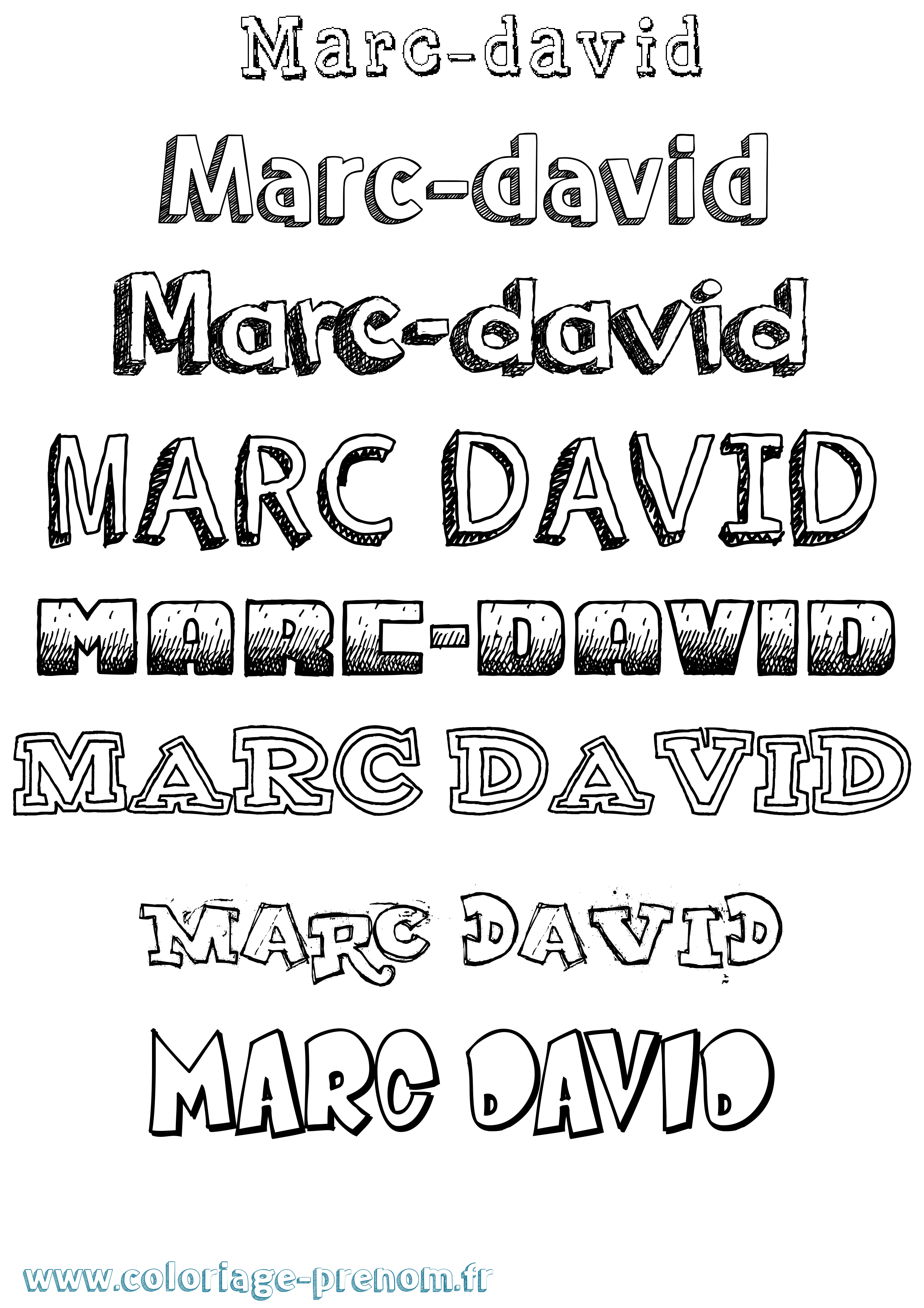Coloriage Marc-David Dessiné Coloriage prénom Marc-David Dessiné