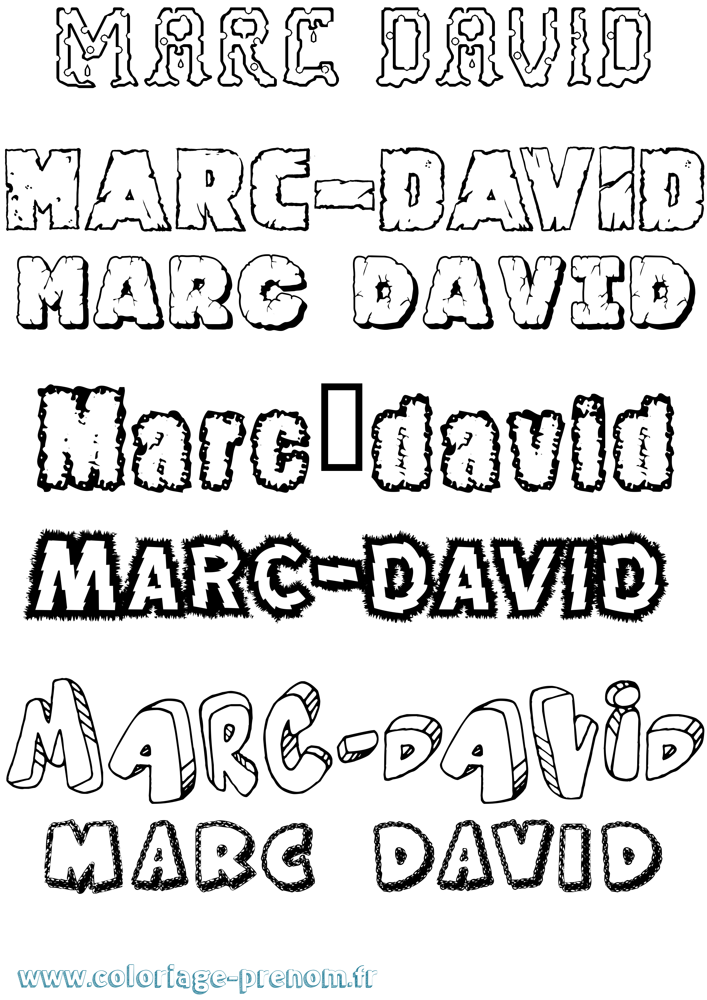 Coloriage Marc-David Destructuré Coloriage prénom Marc-David Destructuré