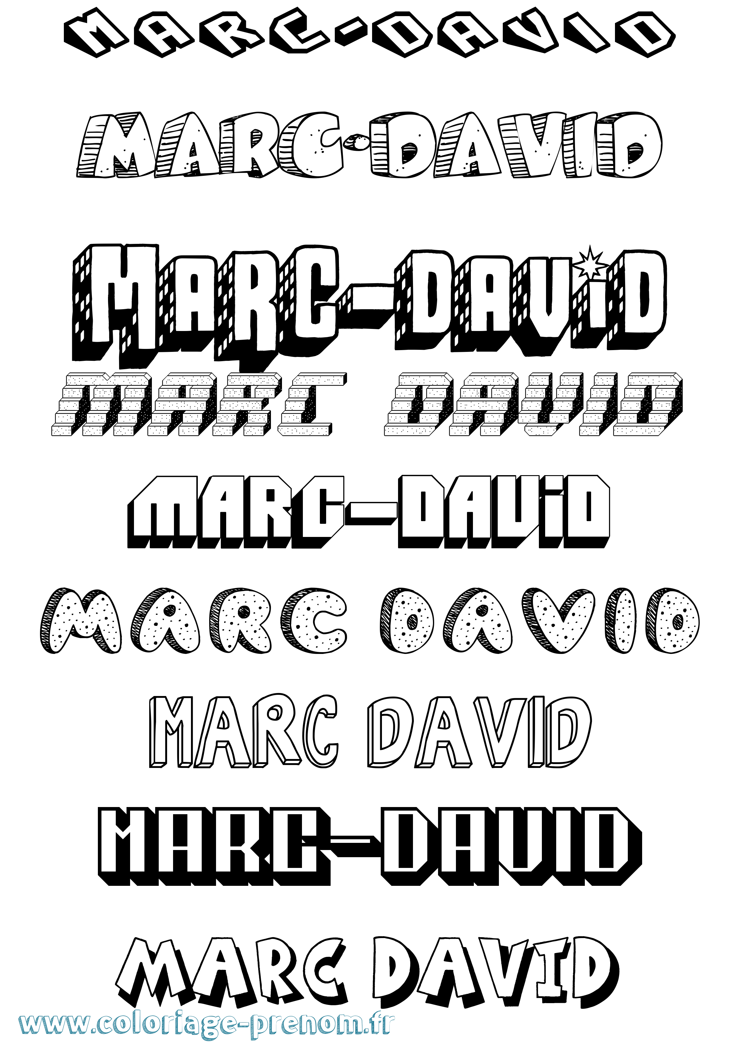 Coloriage Marc-David Effet 3D Coloriage prénom Marc-David Effet 3D