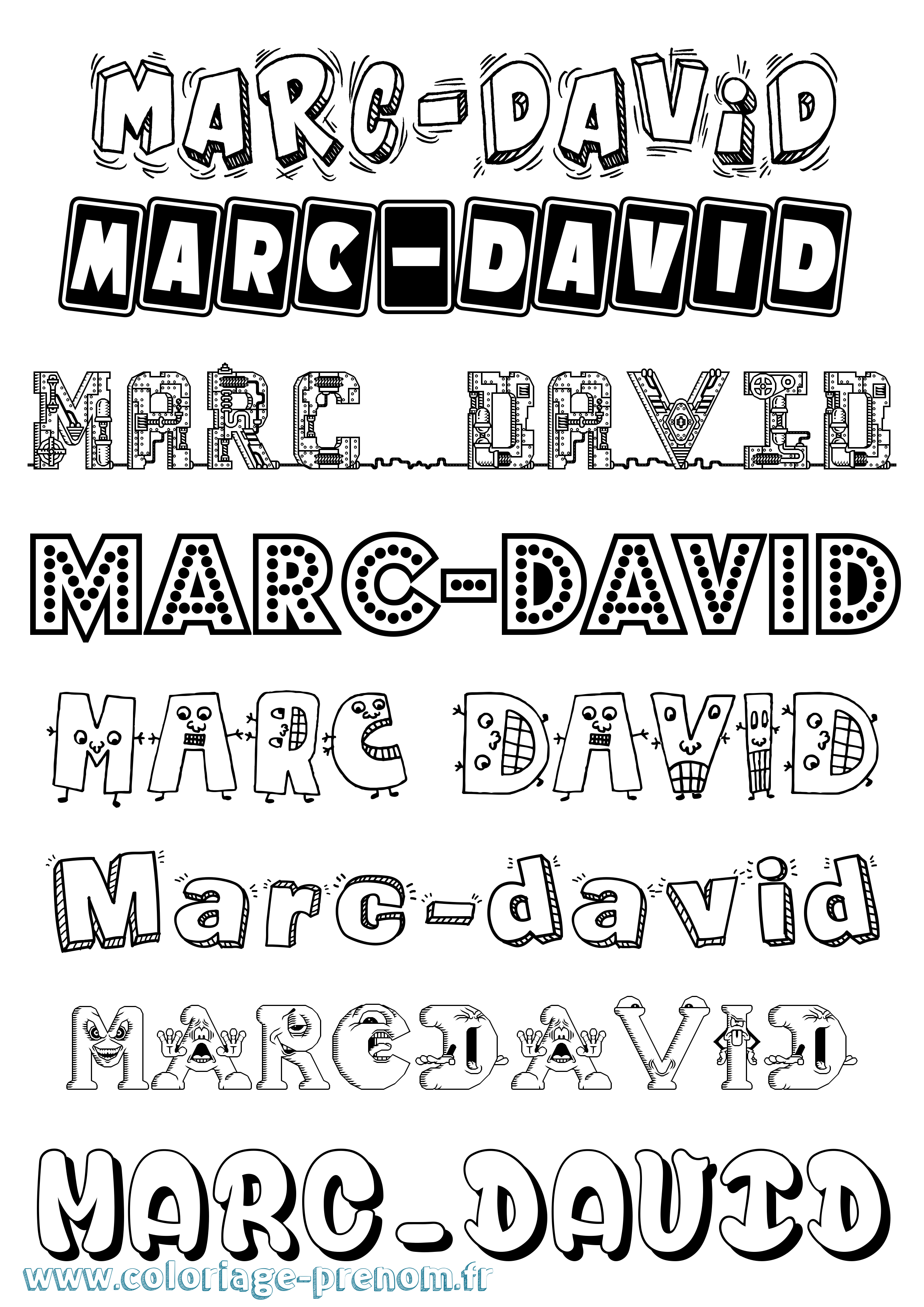 Coloriage Marc-David Fun Coloriage prénom Marc-David Fun