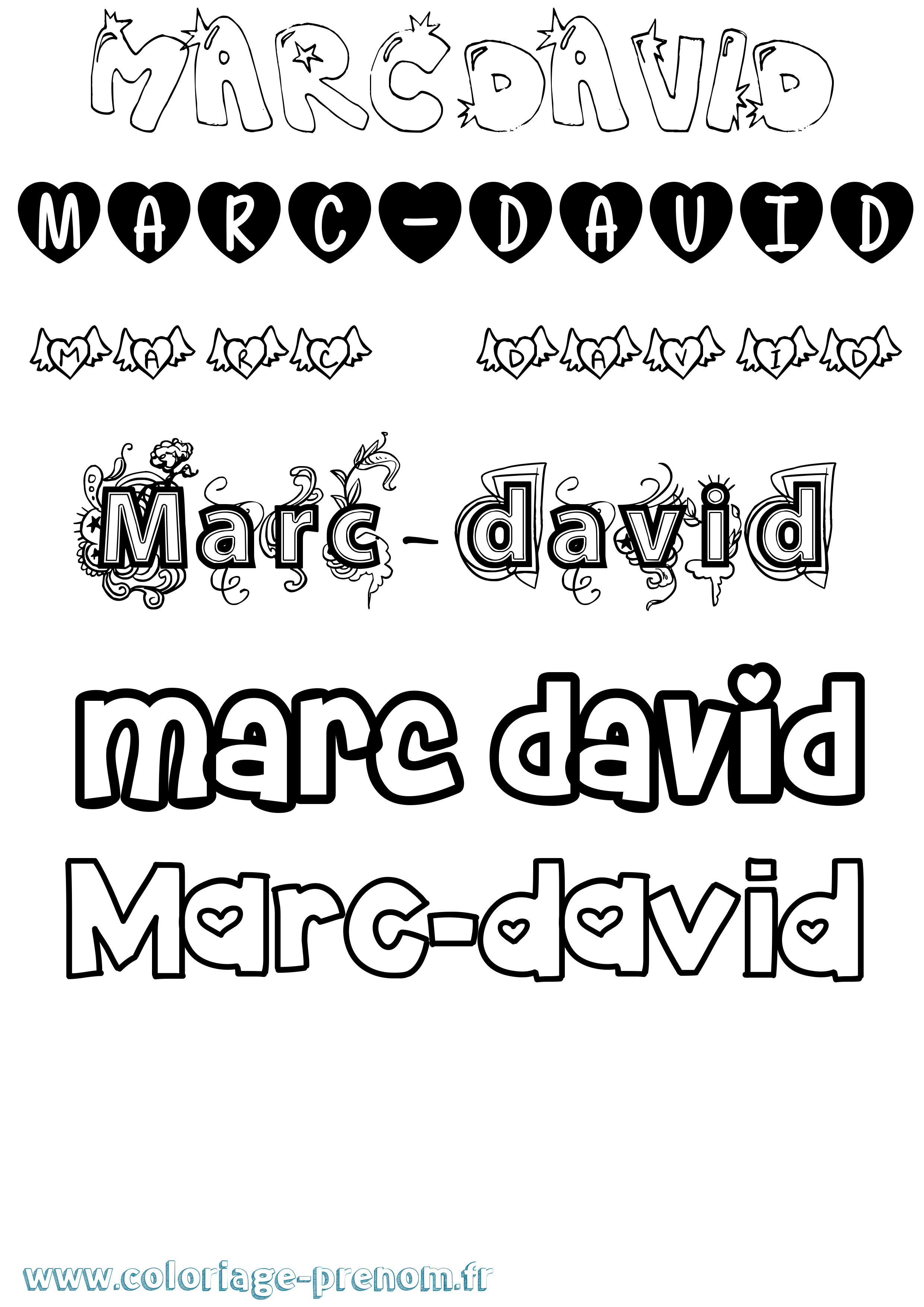 Coloriage Marc-David Girly Coloriage prénom Marc-David Girly