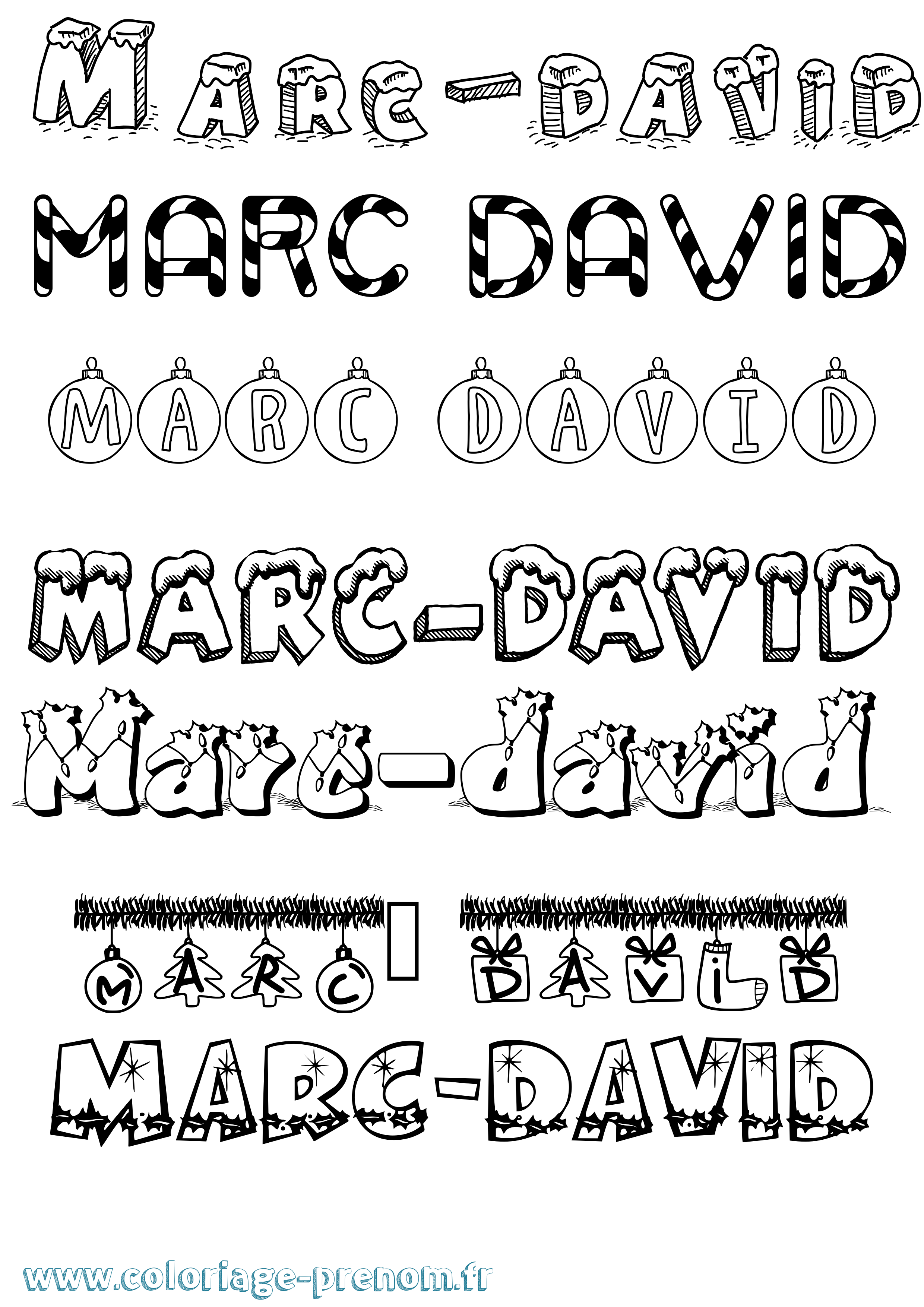 Coloriage Marc-David Noël Coloriage prénom Marc-David Noël