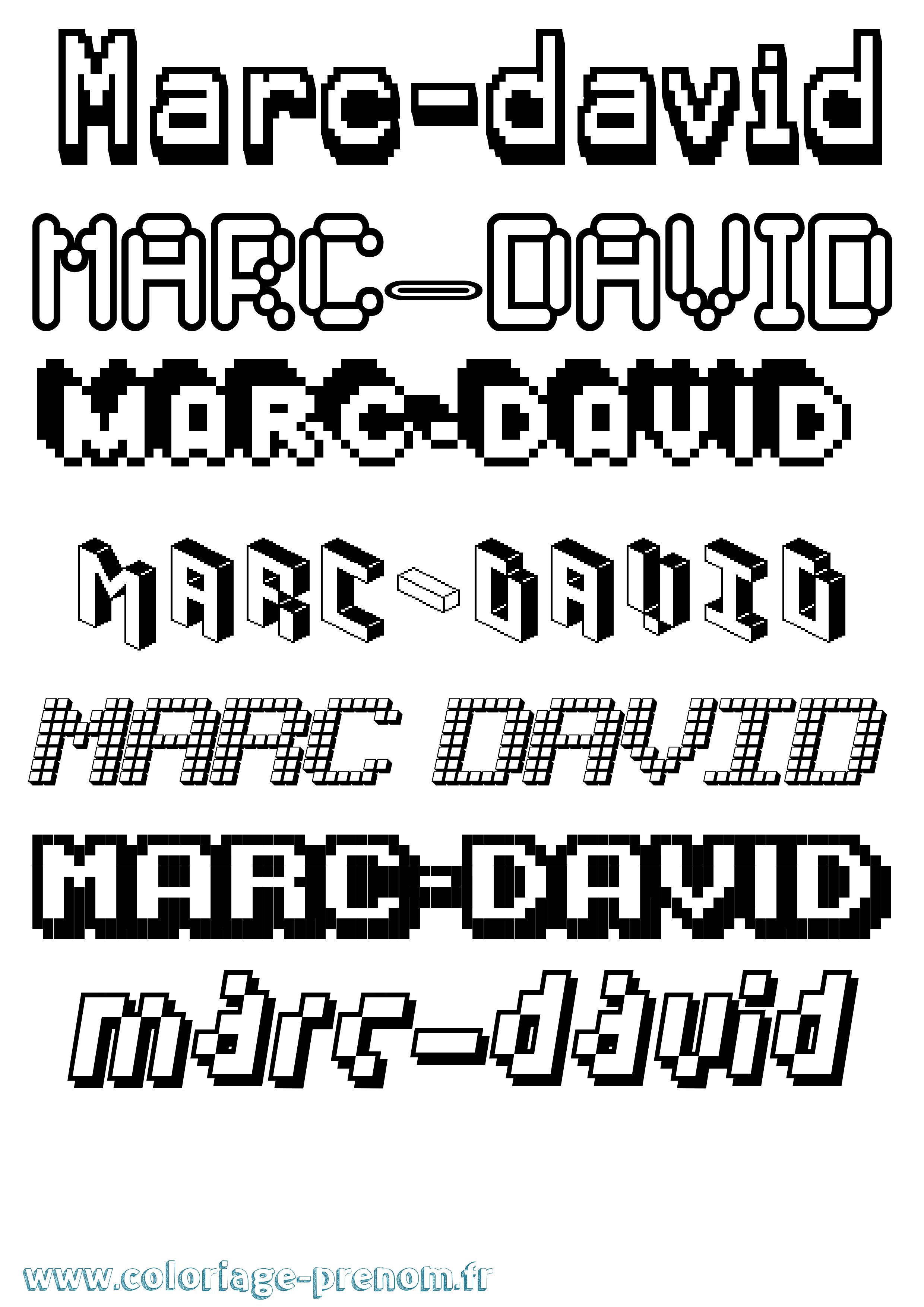 Coloriage Marc-David Pixel Coloriage prénom Marc-David Pixel