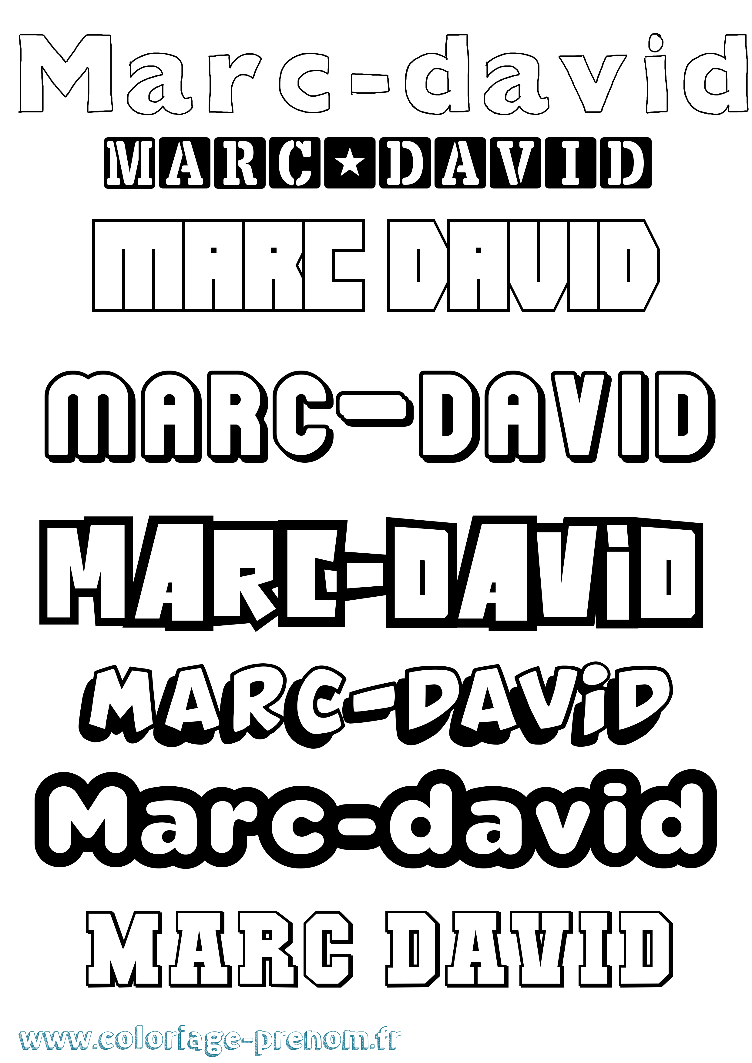 Coloriage Marc-David Simple Coloriage prénom Marc-David Simple