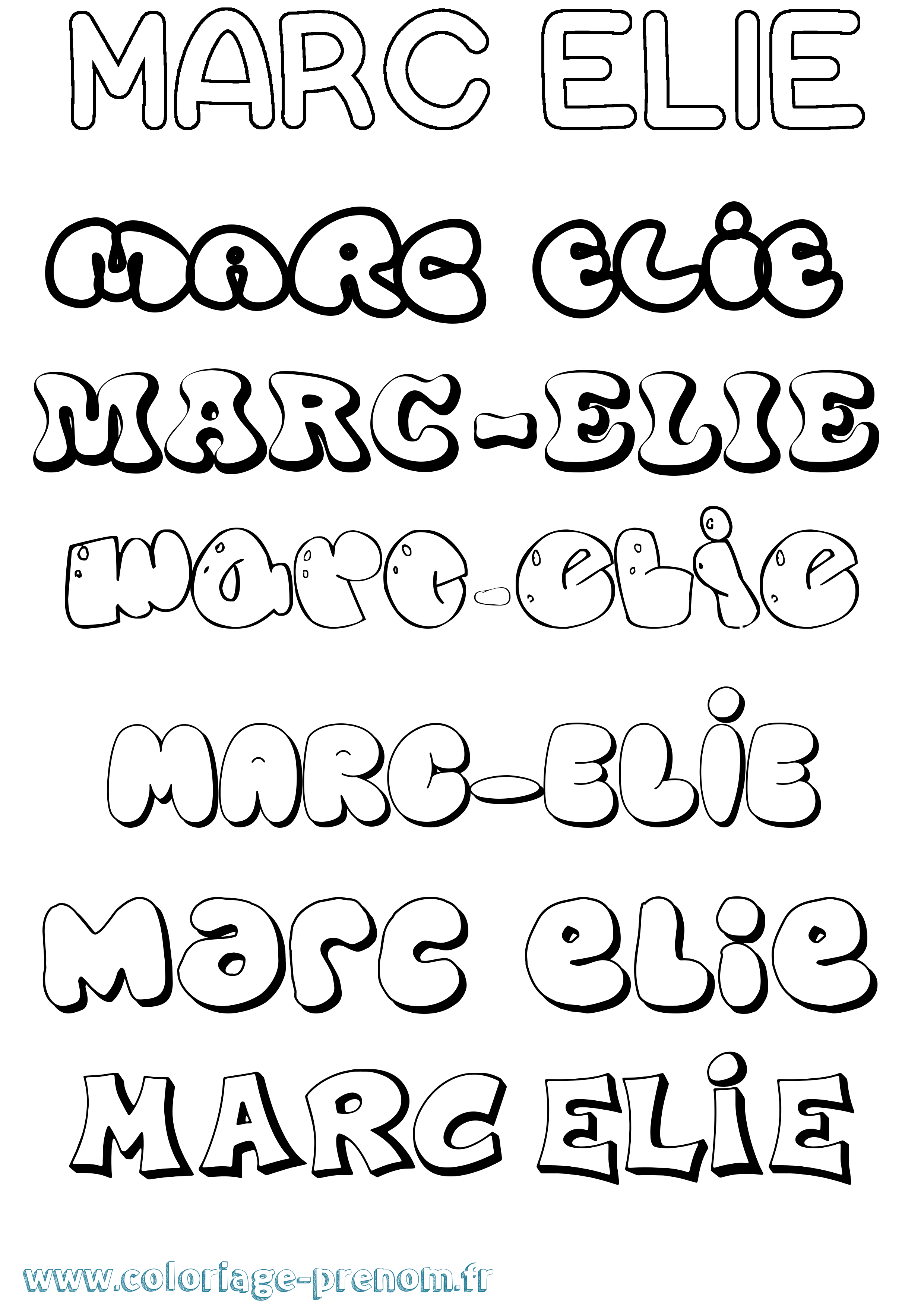 Coloriage Marc-Elie Bubble Coloriage prénom Marc-Elie Bubble