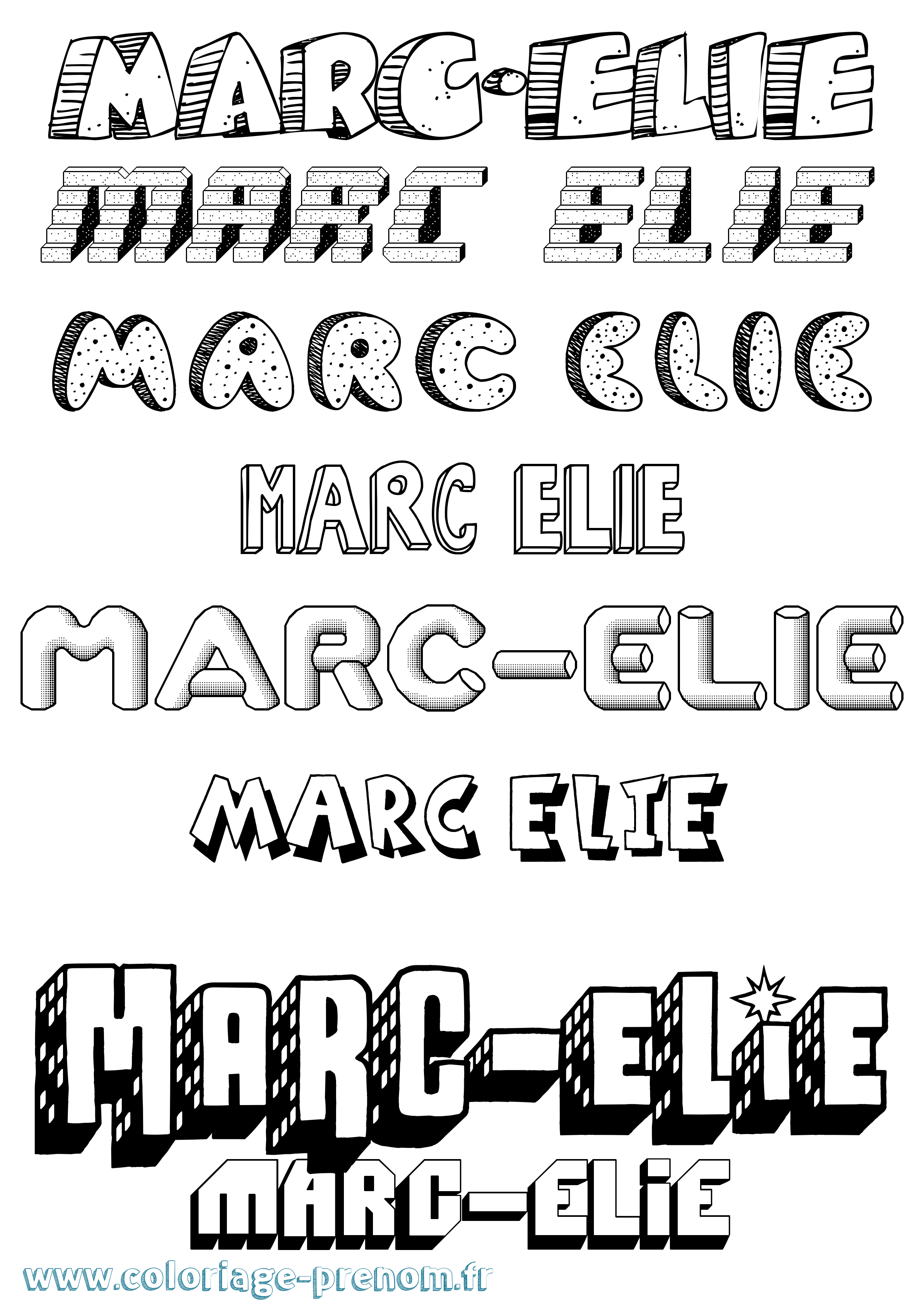 Coloriage Marc-Elie Effet 3D Coloriage prénom Marc-Elie Effet 3D
