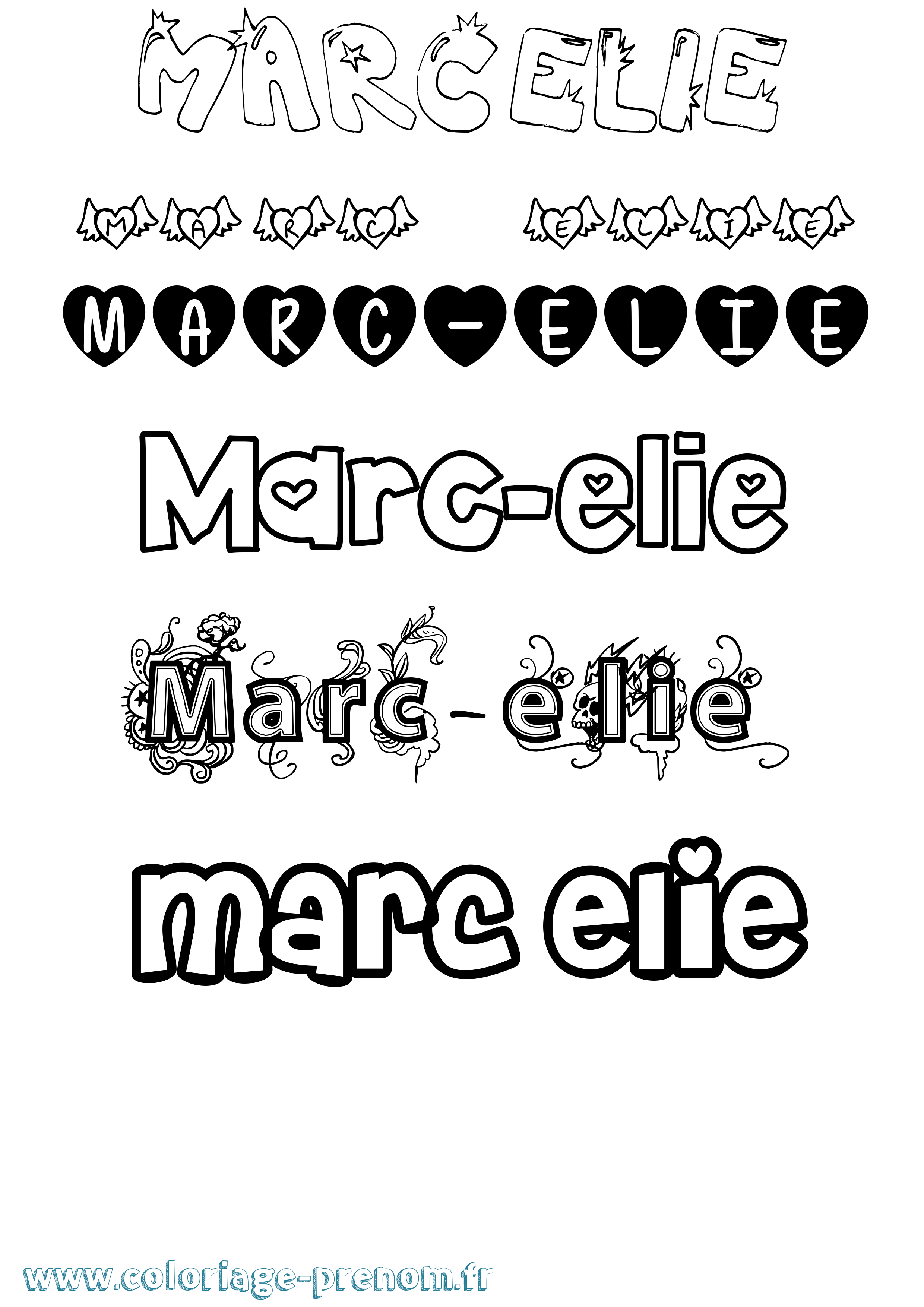 Coloriage Marc-Elie Girly Coloriage prénom Marc-Elie Girly