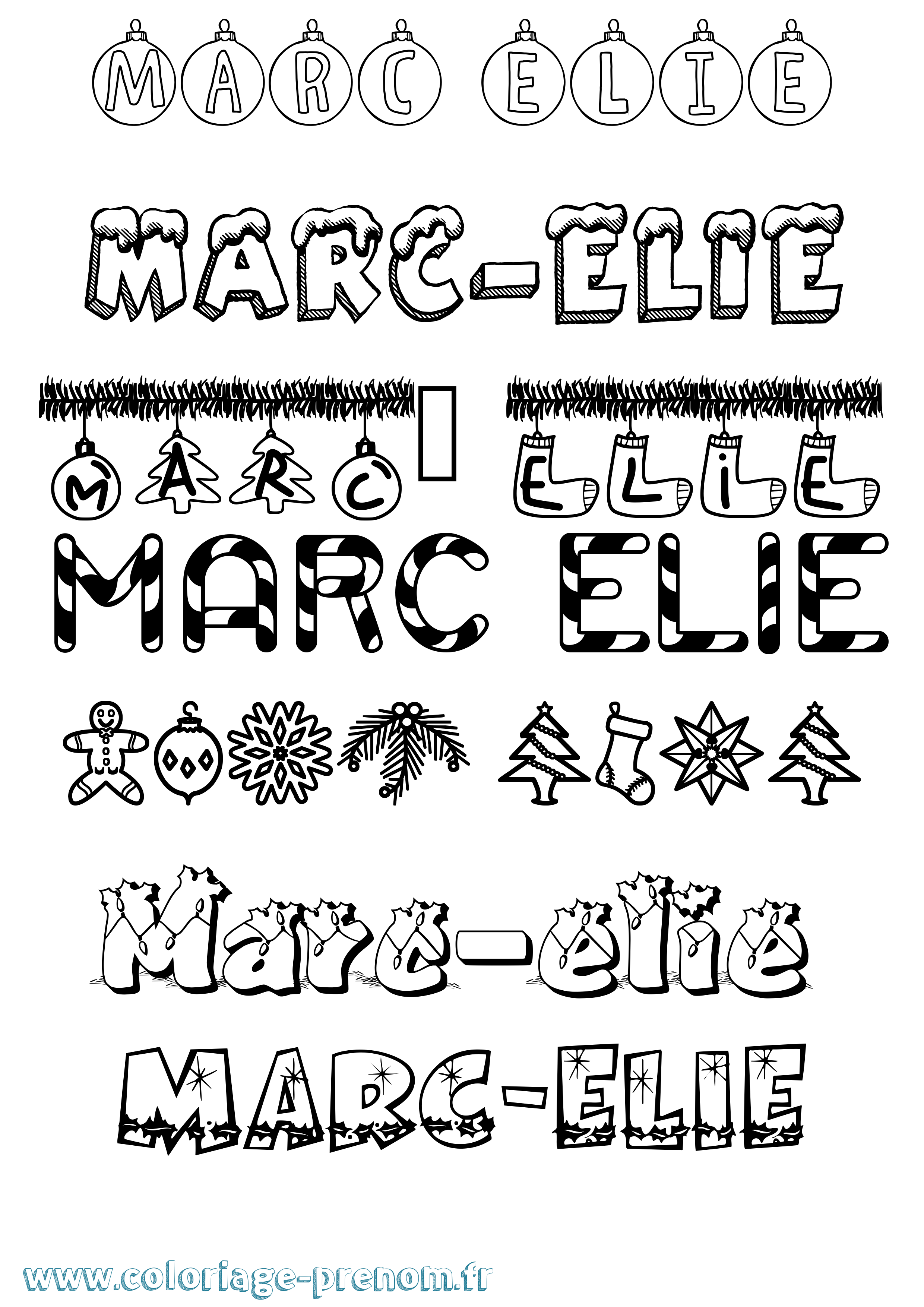 Coloriage Marc-Elie Noël Coloriage prénom Marc-Elie Noël