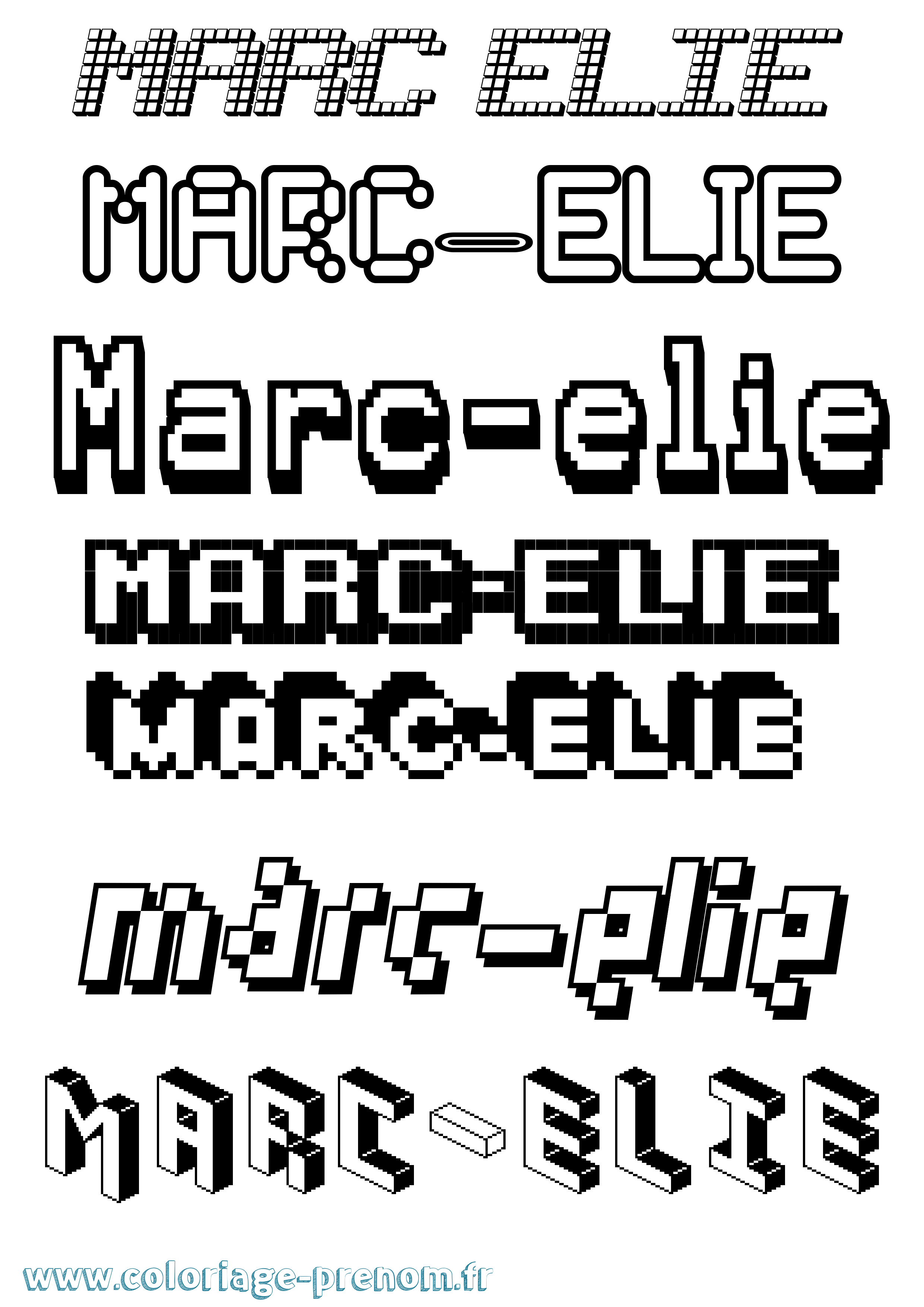 Coloriage Marc-Elie Pixel Coloriage prénom Marc-Elie Pixel
