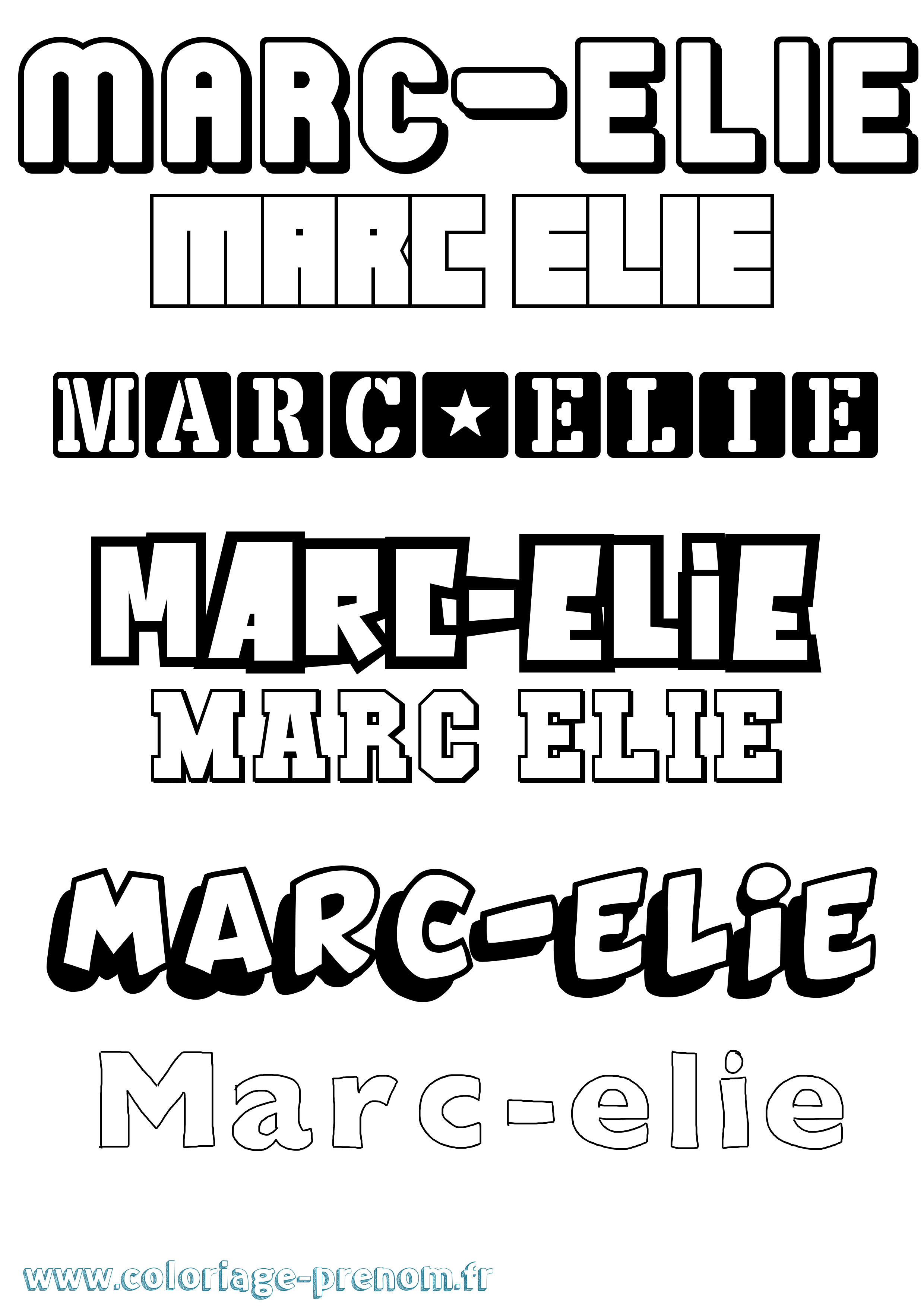Coloriage Marc-Elie Simple Coloriage prénom Marc-Elie Simple
