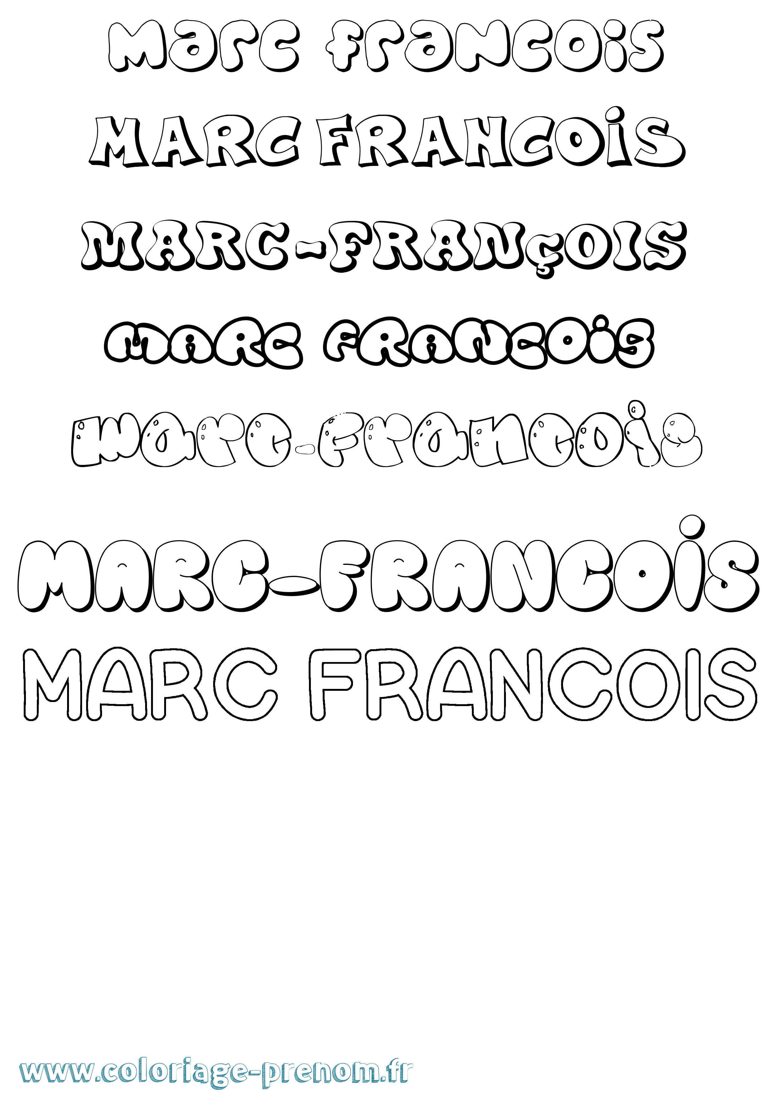 Coloriage Marc-François Bubble Coloriage prénom Marc-François Bubble
