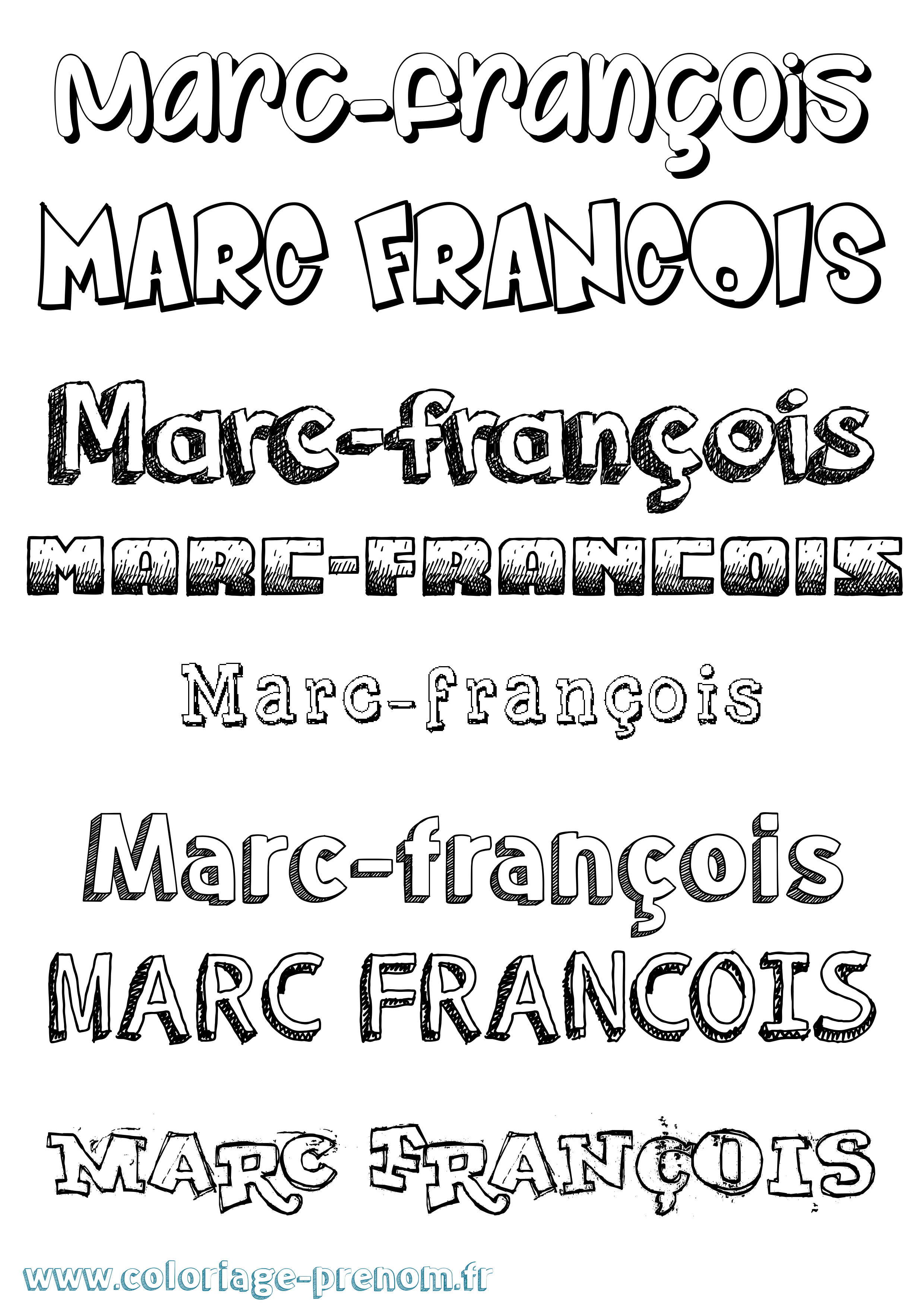 Coloriage Marc-François Dessiné Coloriage prénom Marc-François Dessiné