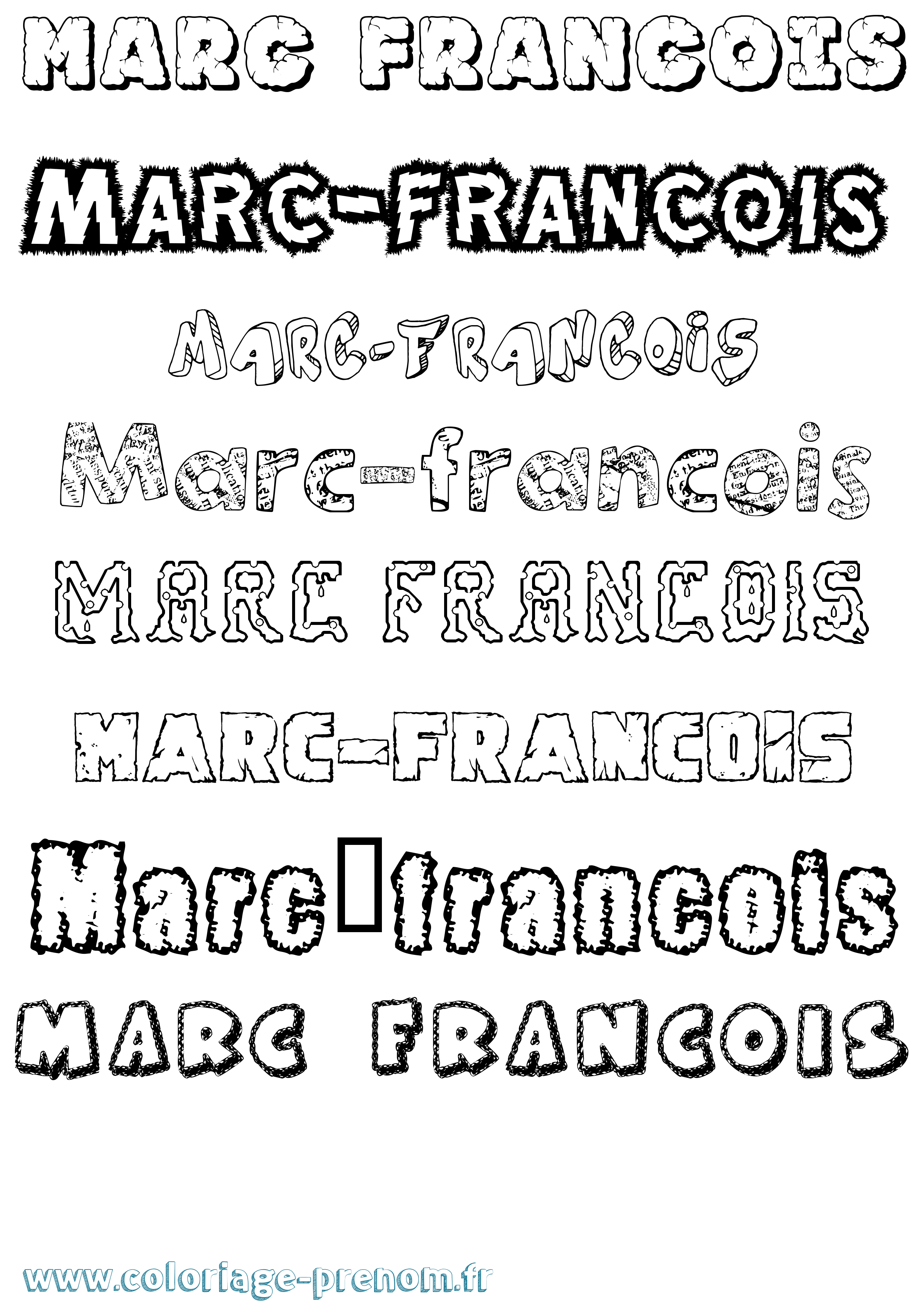 Coloriage Marc-François Destructuré Coloriage prénom Marc-François Destructuré
