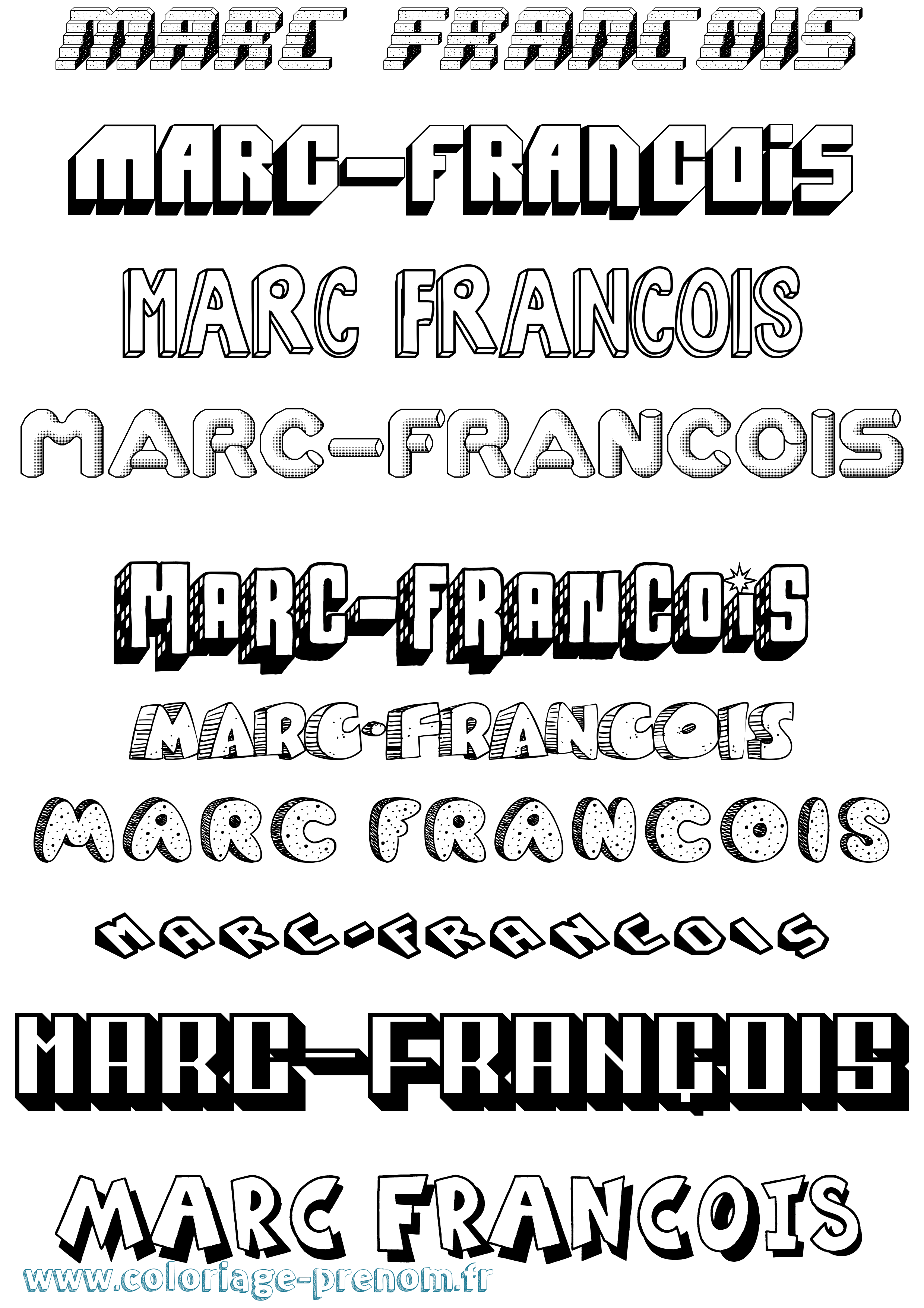 Coloriage Marc-François Effet 3D Coloriage prénom Marc-François Effet 3D