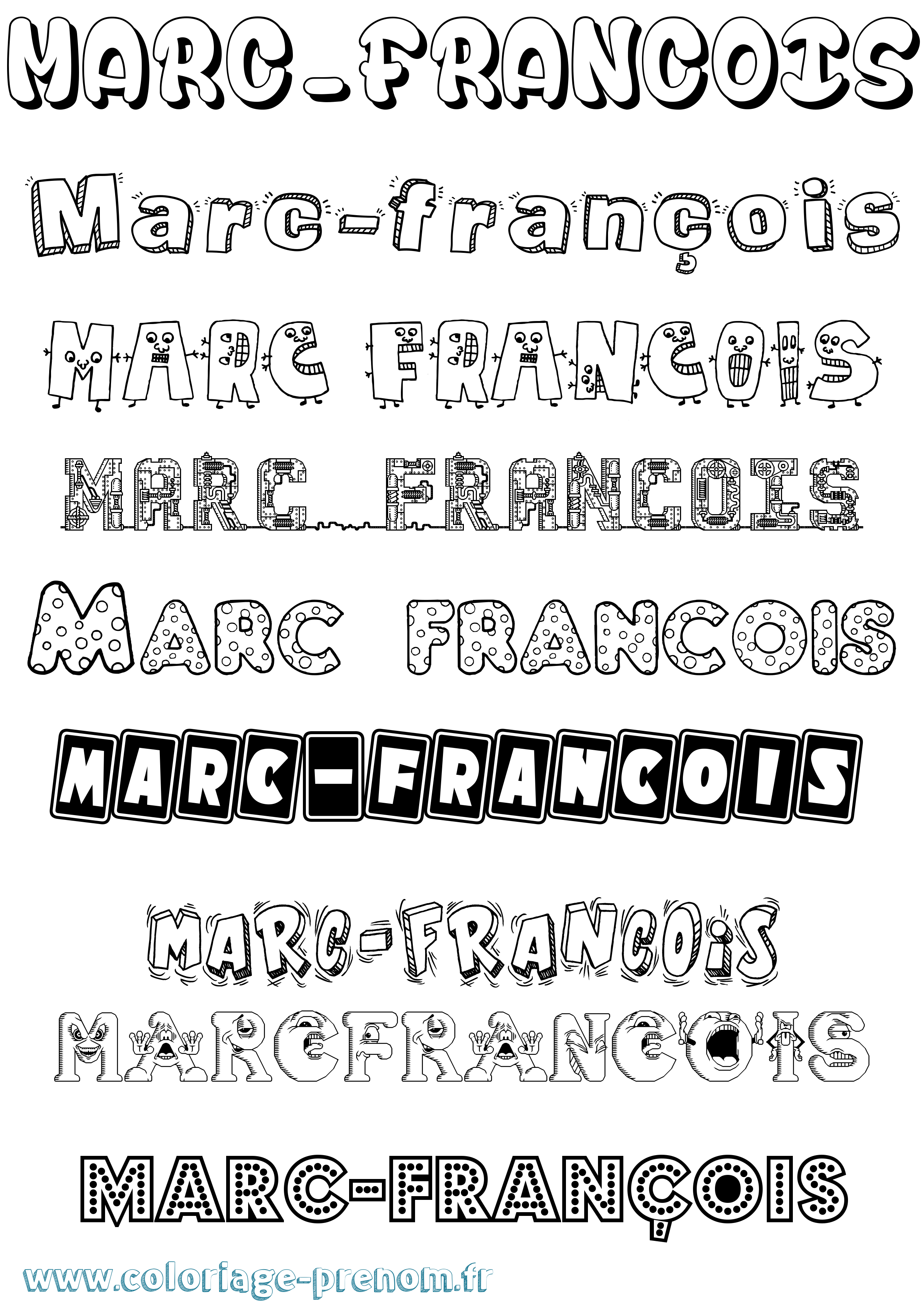 Coloriage Marc-François Fun Coloriage prénom Marc-François Fun