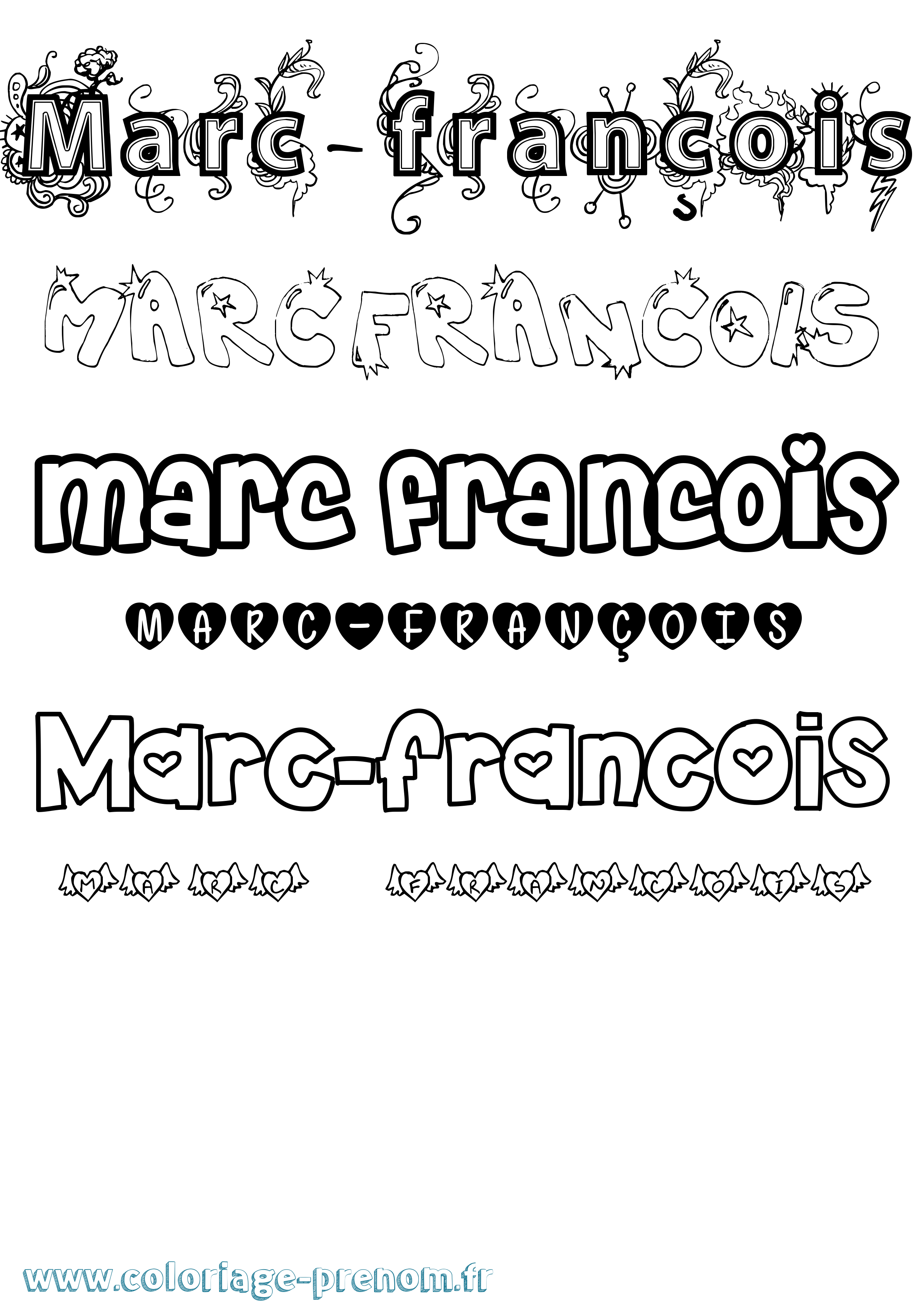 Coloriage Marc-François Girly Coloriage prénom Marc-François Girly
