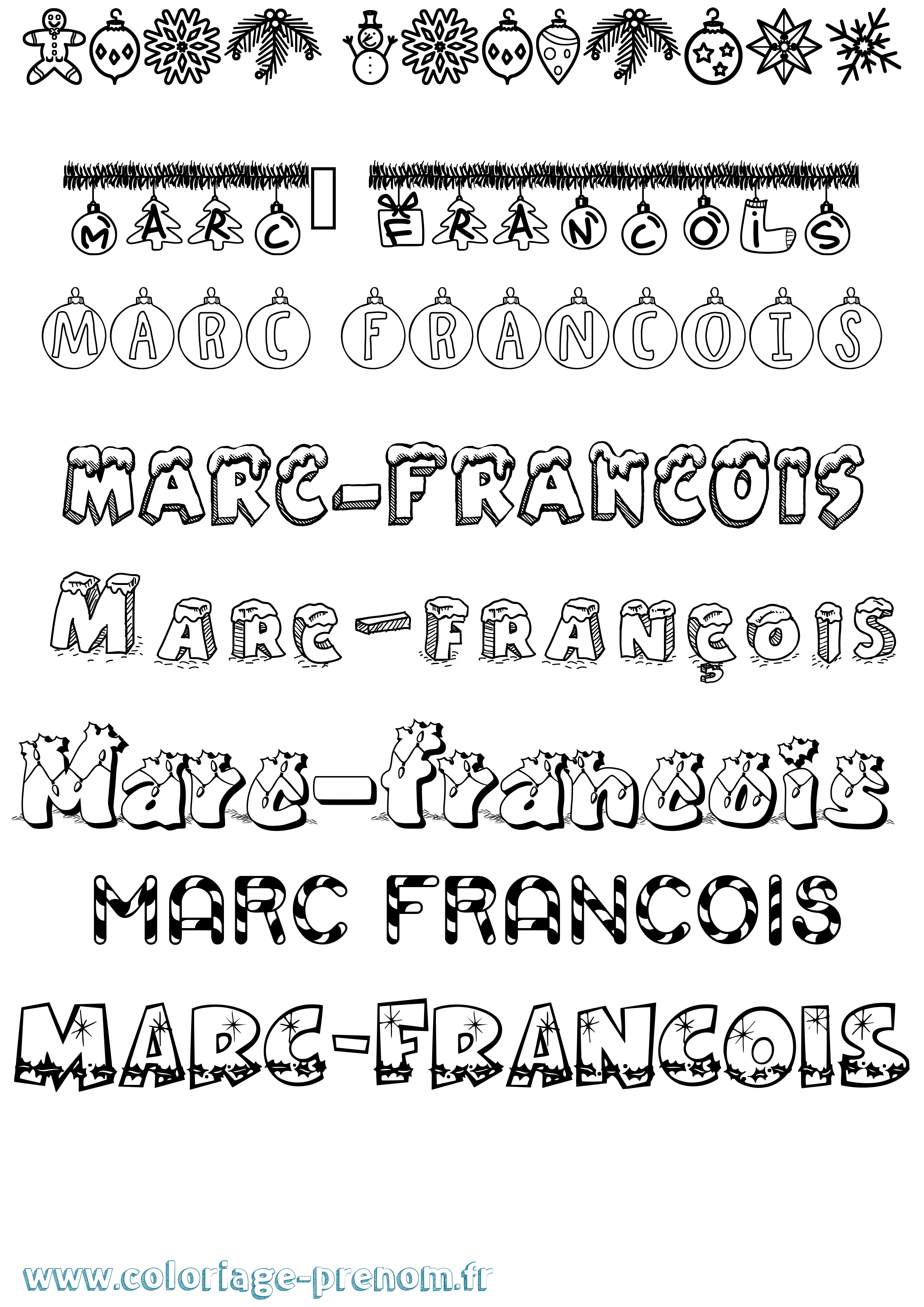 Coloriage Marc-François Noël Coloriage prénom Marc-François Noël
