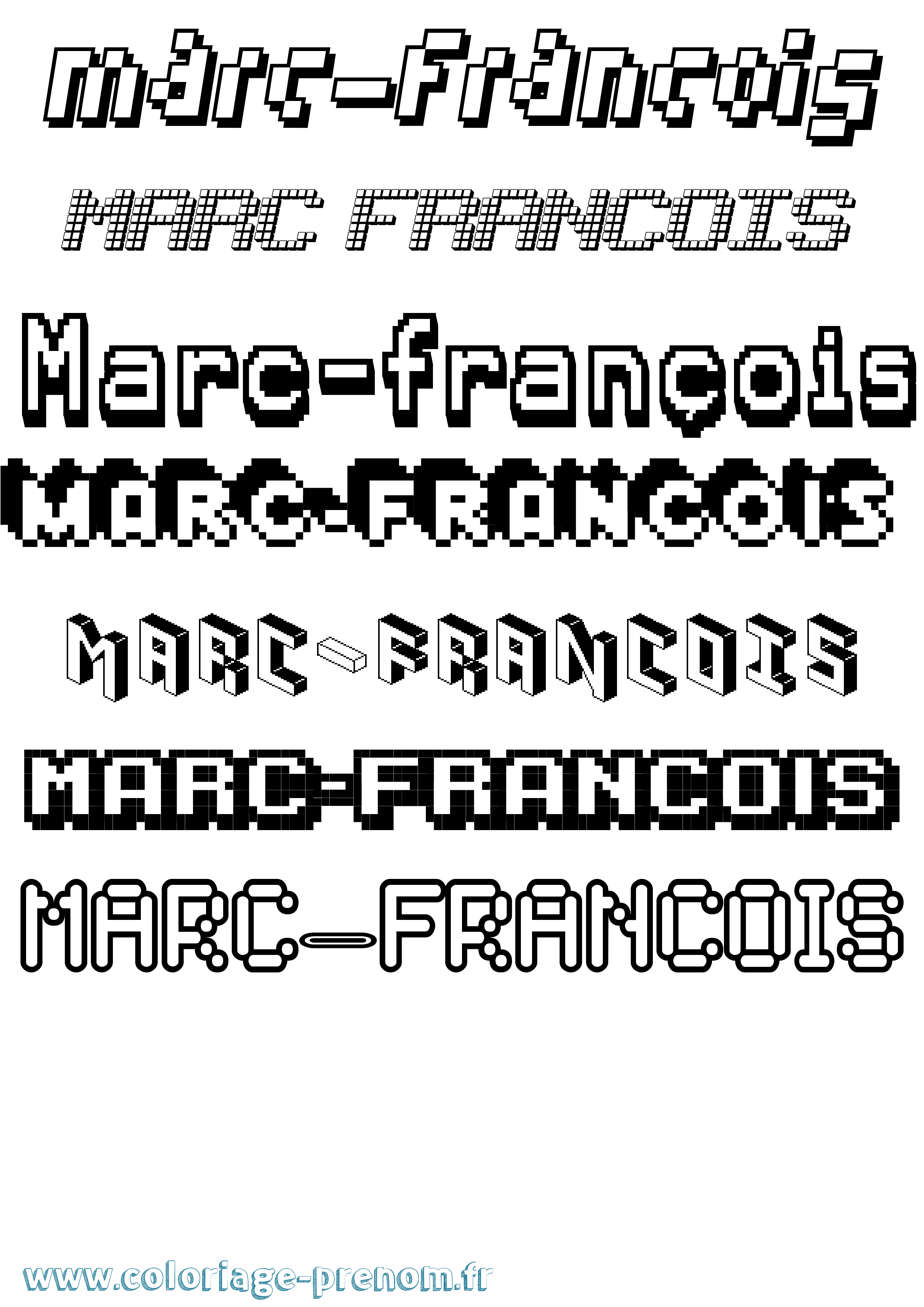 Coloriage Marc-François Pixel Coloriage prénom Marc-François Pixel