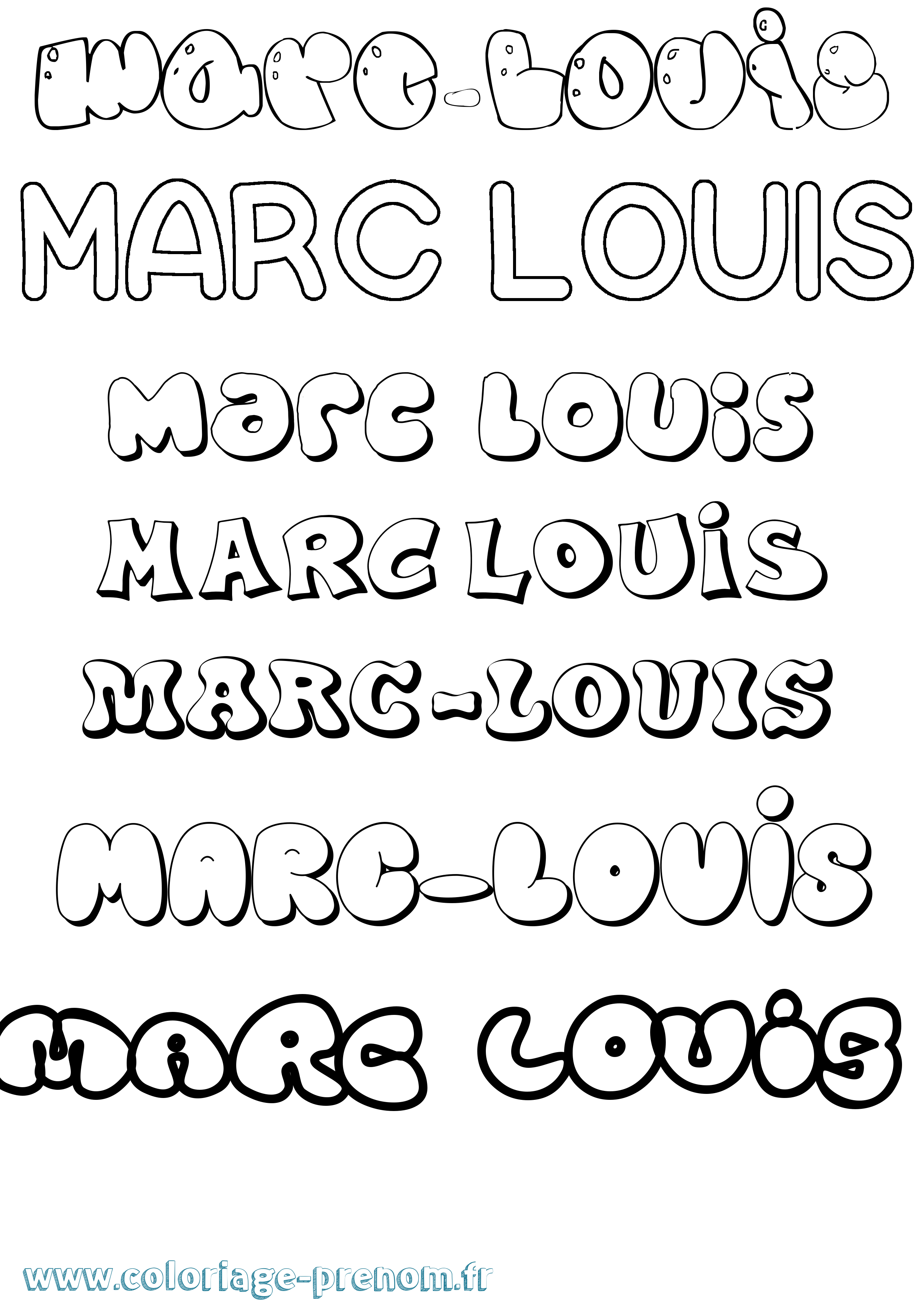 Coloriage Marc-Louis Bubble Coloriage prénom Marc-Louis Bubble