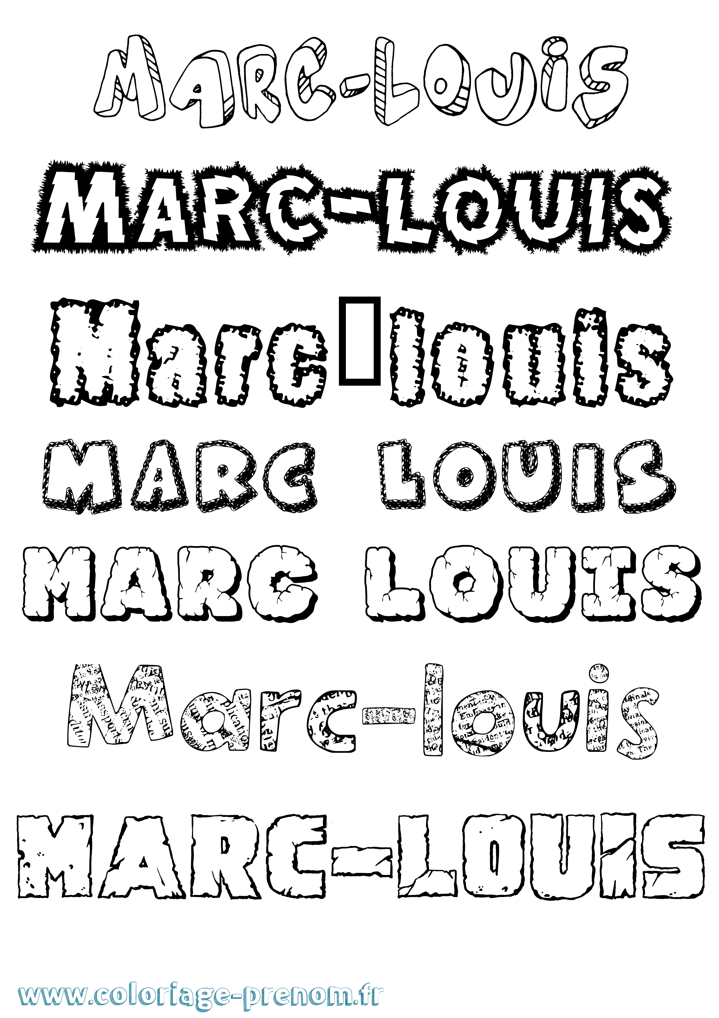 Coloriage Marc-Louis Destructuré Coloriage prénom Marc-Louis Destructuré
