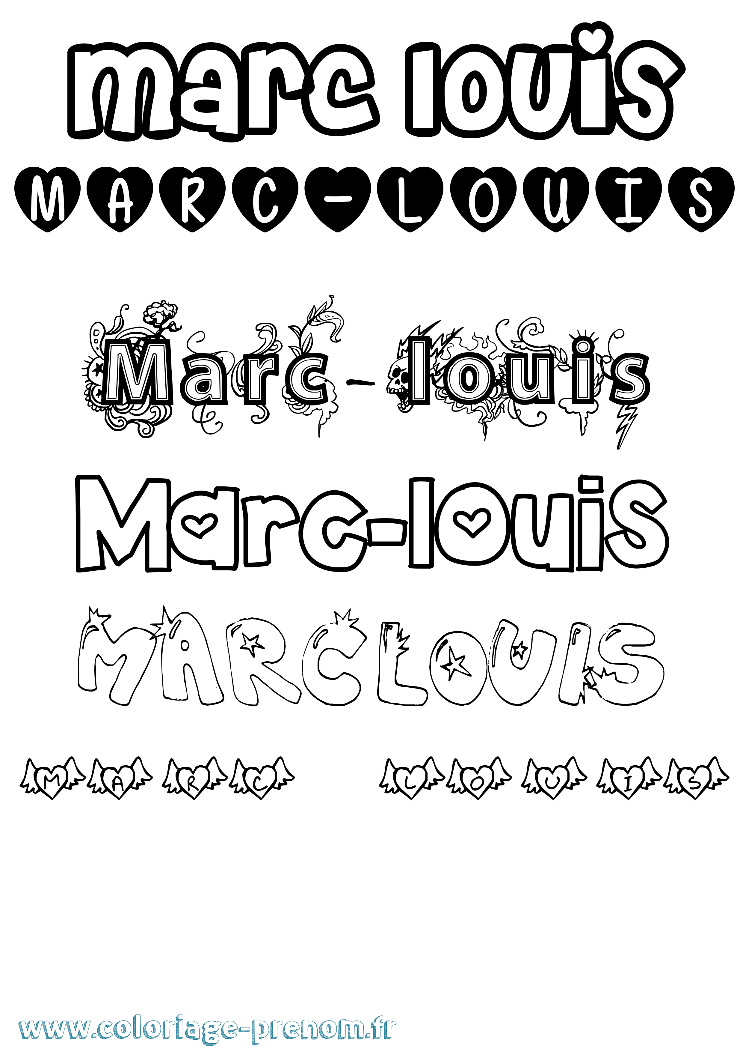 Coloriage Marc-Louis Girly Coloriage prénom Marc-Louis Girly