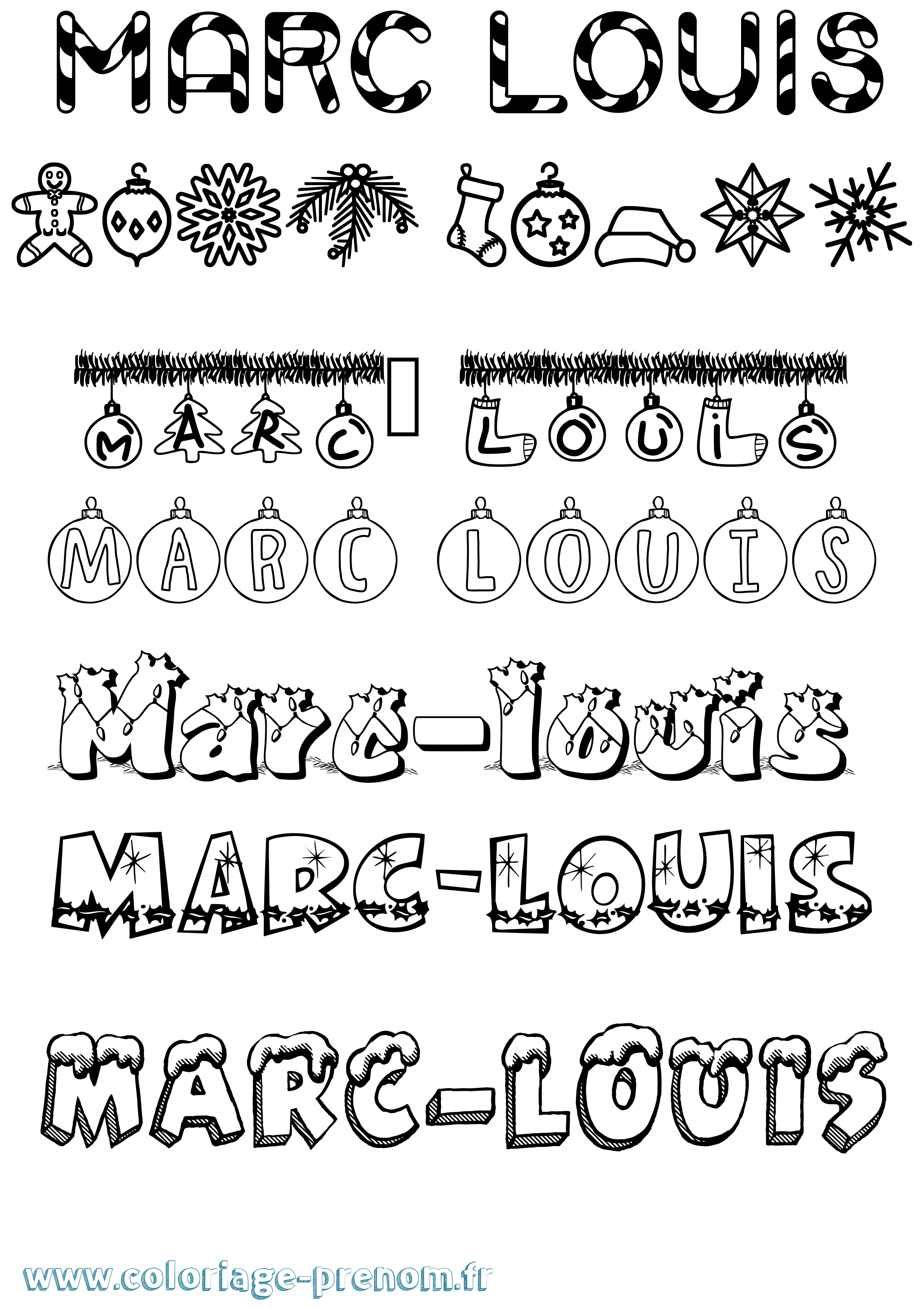 Coloriage Marc-Louis Noël Coloriage prénom Marc-Louis Noël