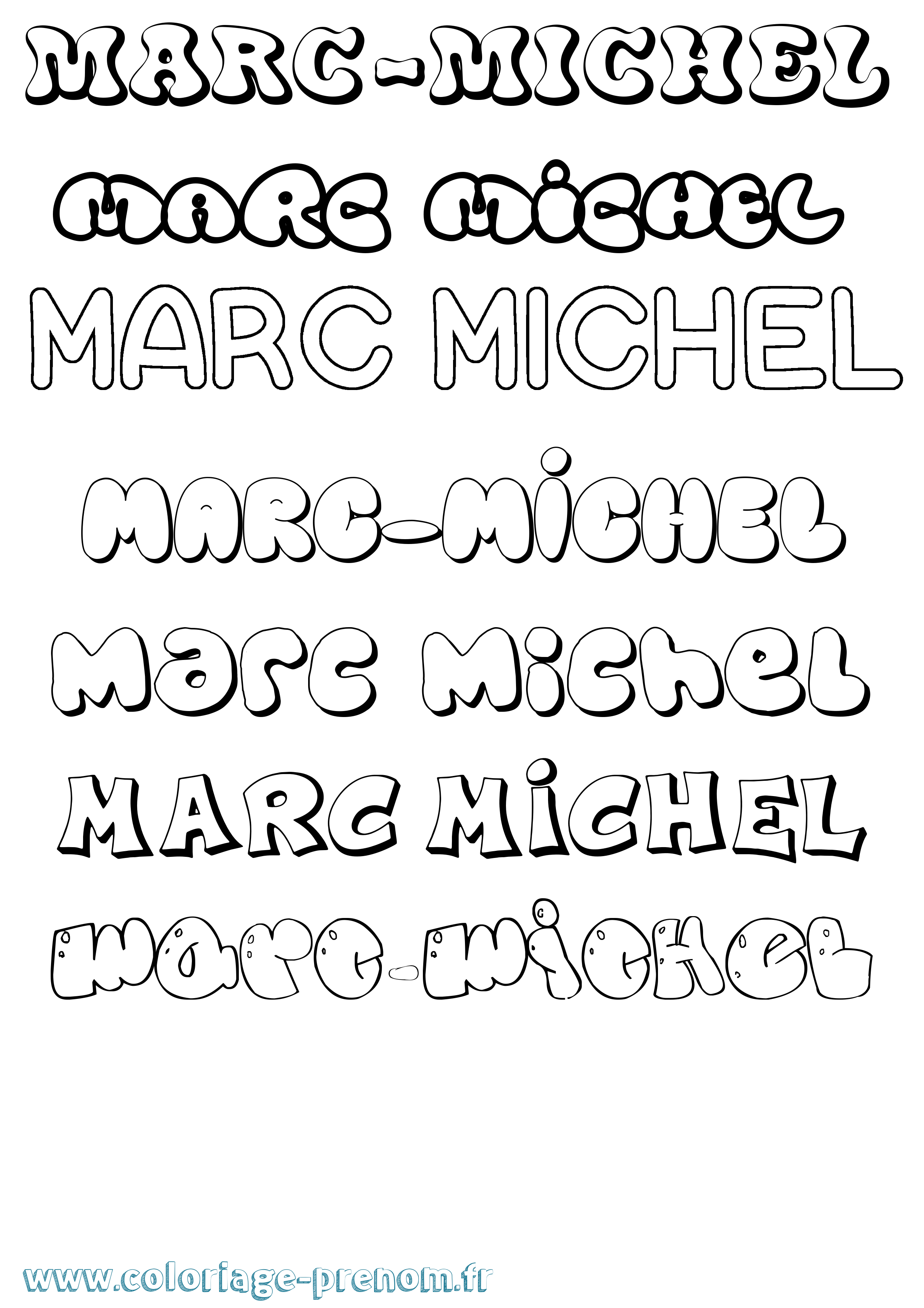 Coloriage Marc-Michel Bubble Coloriage prénom Marc-Michel Bubble