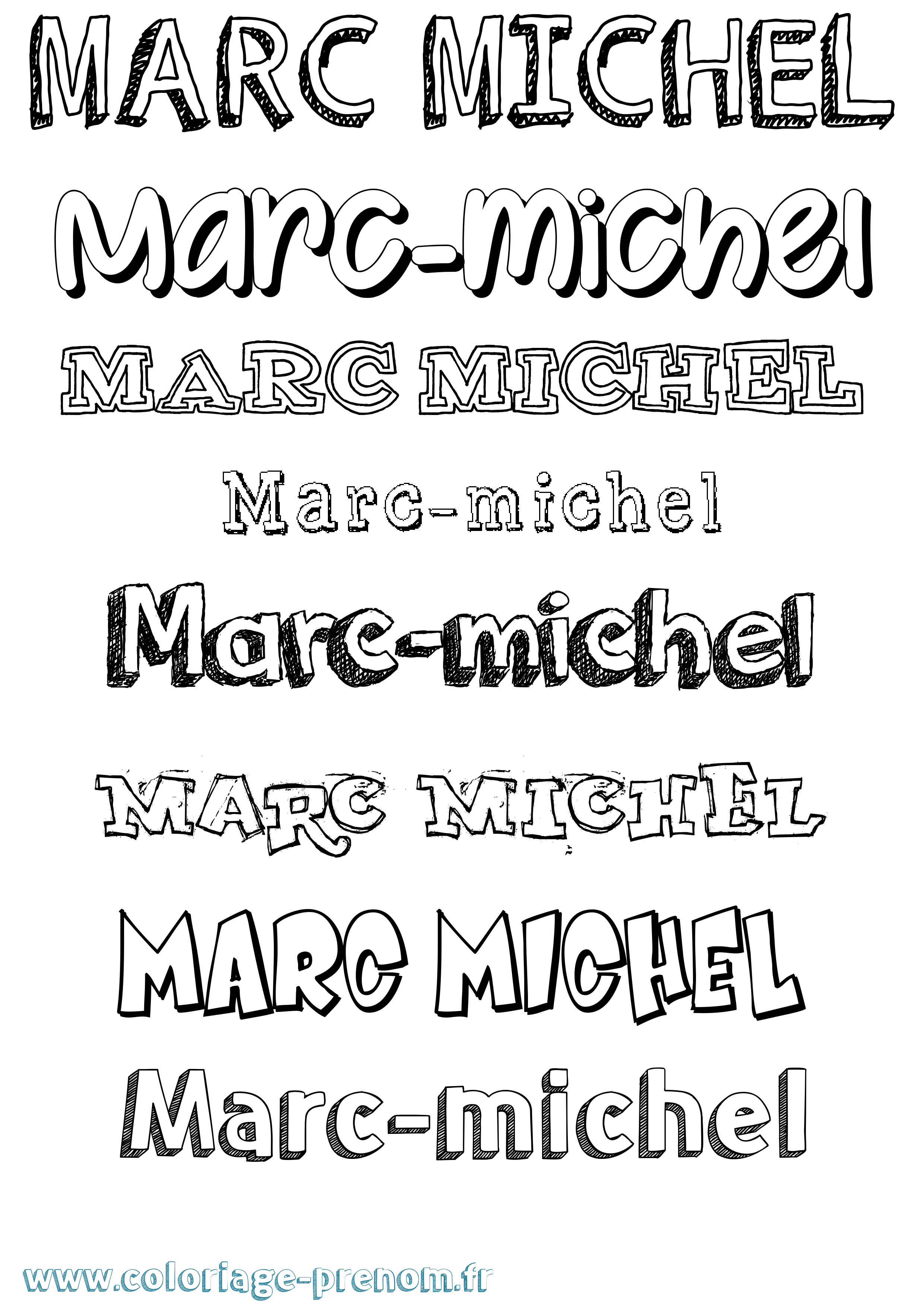 Coloriage Marc-Michel Dessiné Coloriage prénom Marc-Michel Dessiné
