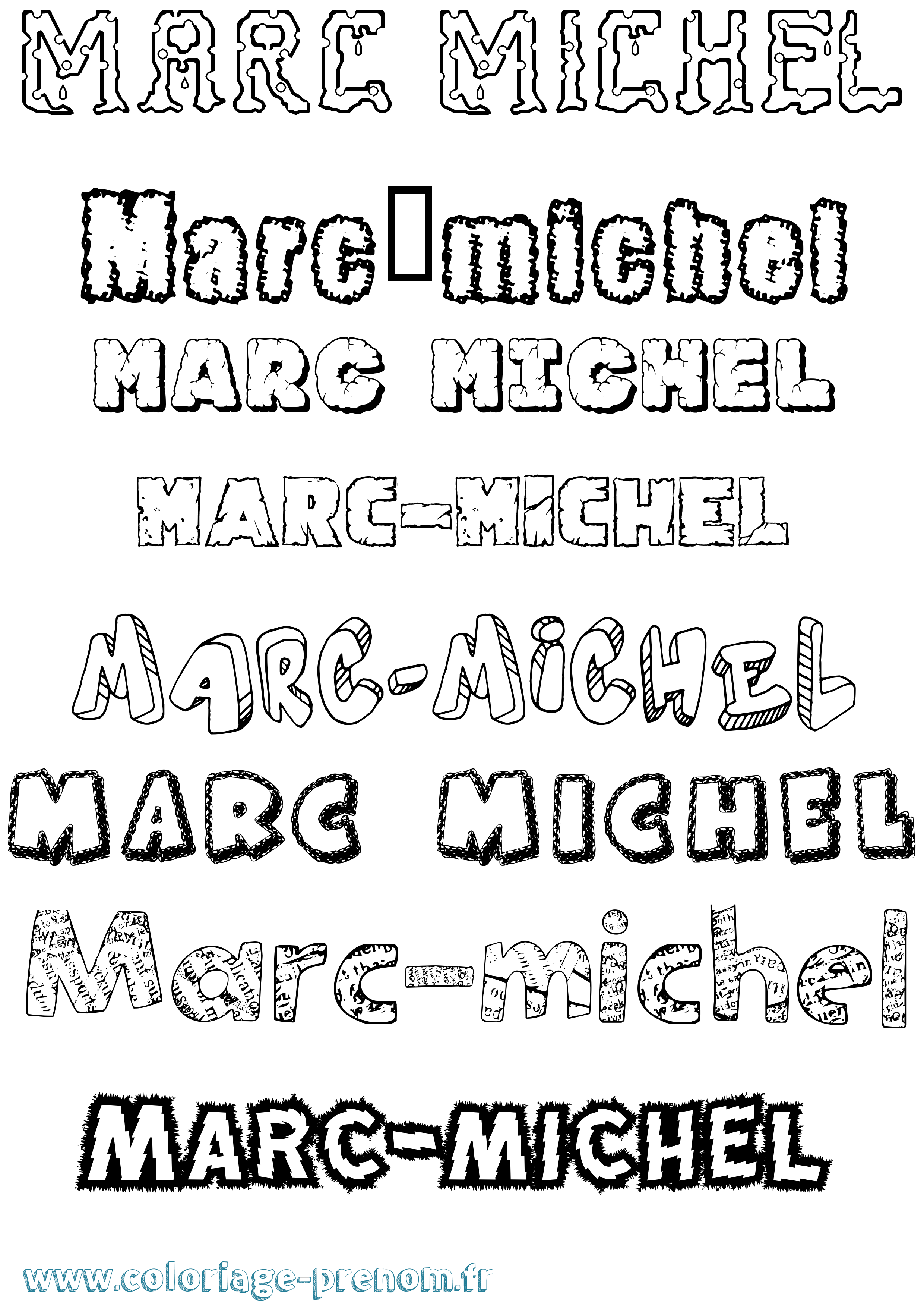 Coloriage Marc-Michel Destructuré Coloriage prénom Marc-Michel Destructuré
