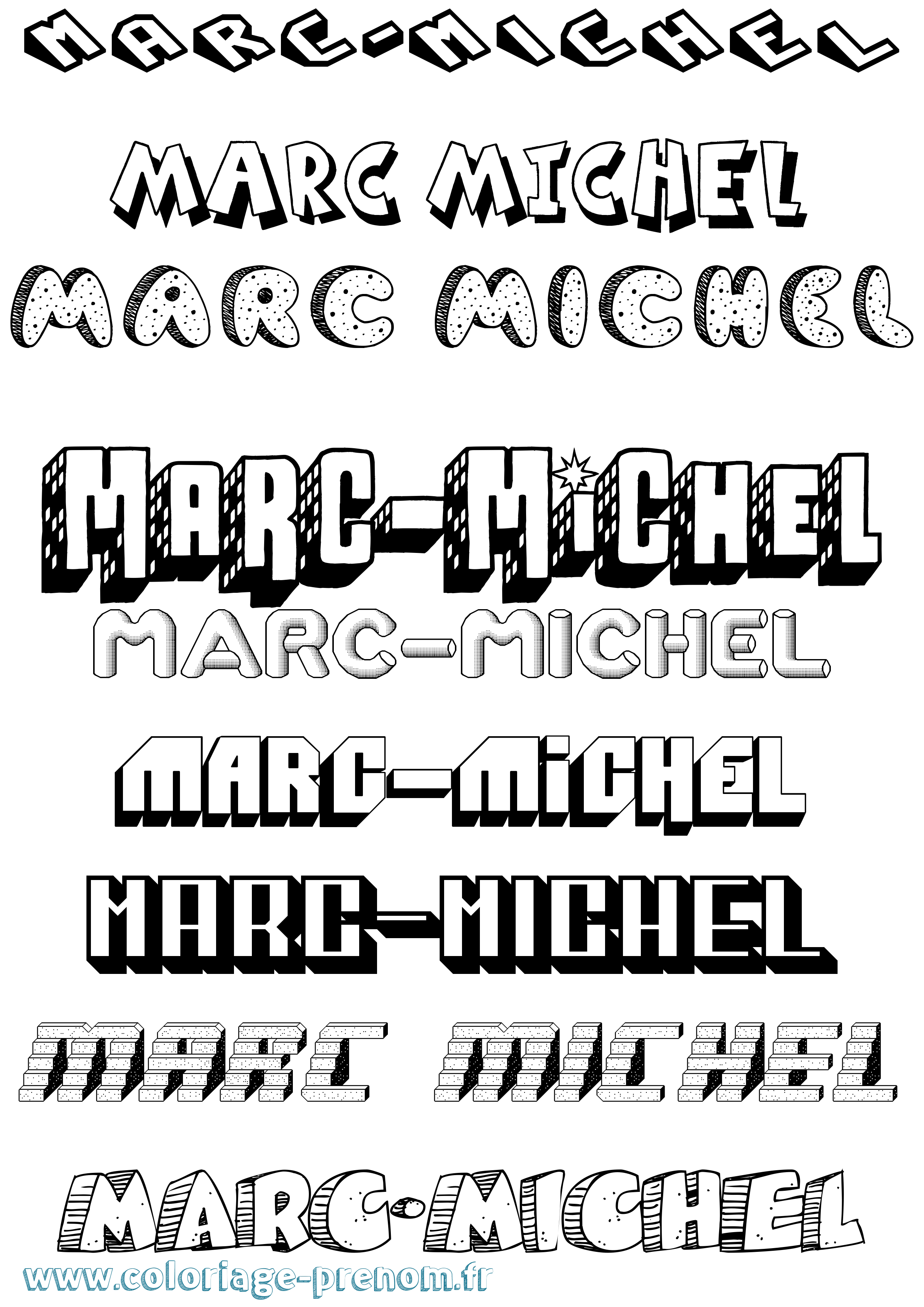 Coloriage Marc-Michel Effet 3D Coloriage prénom Marc-Michel Effet 3D