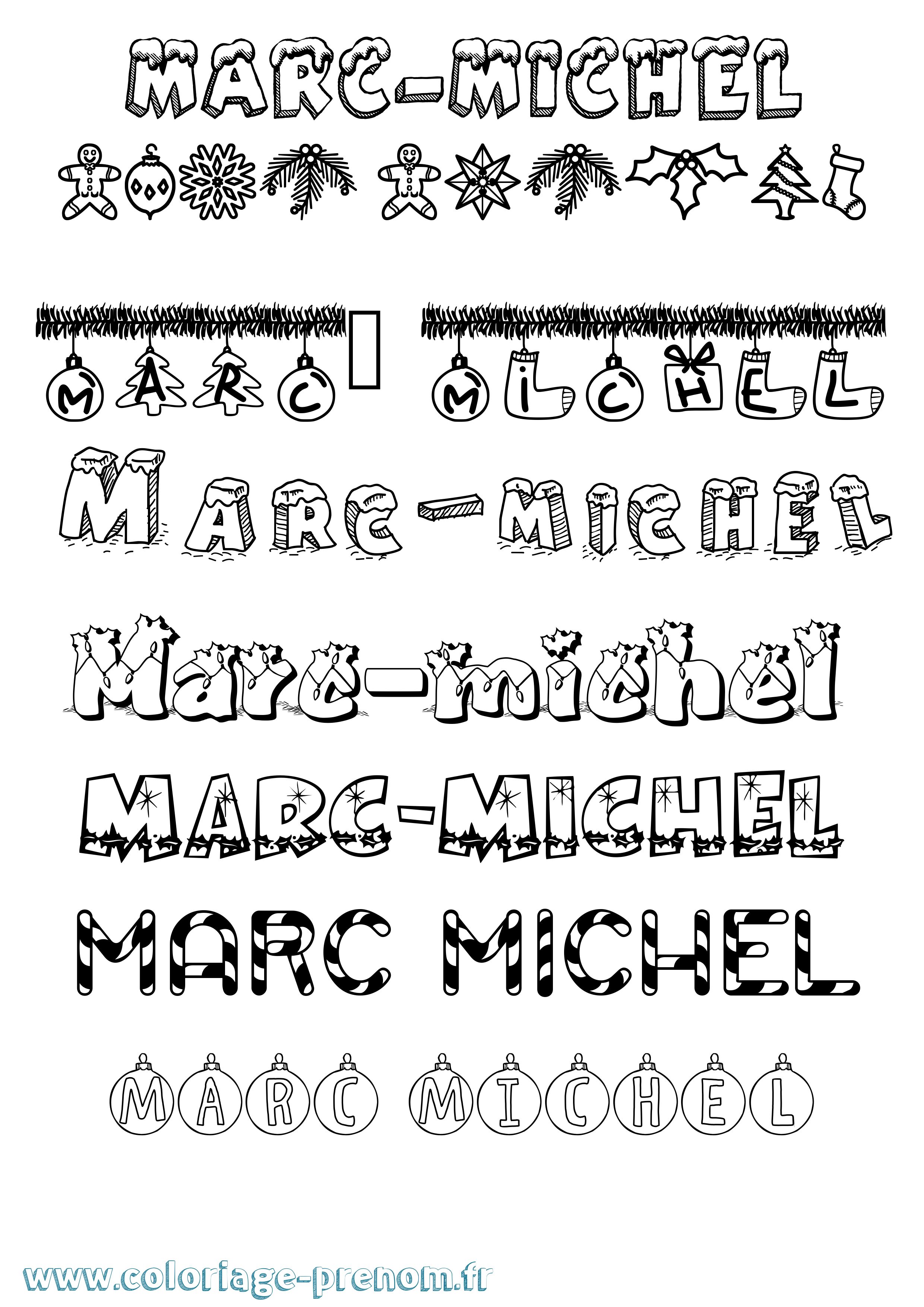 Coloriage Marc-Michel Noël Coloriage prénom Marc-Michel Noël