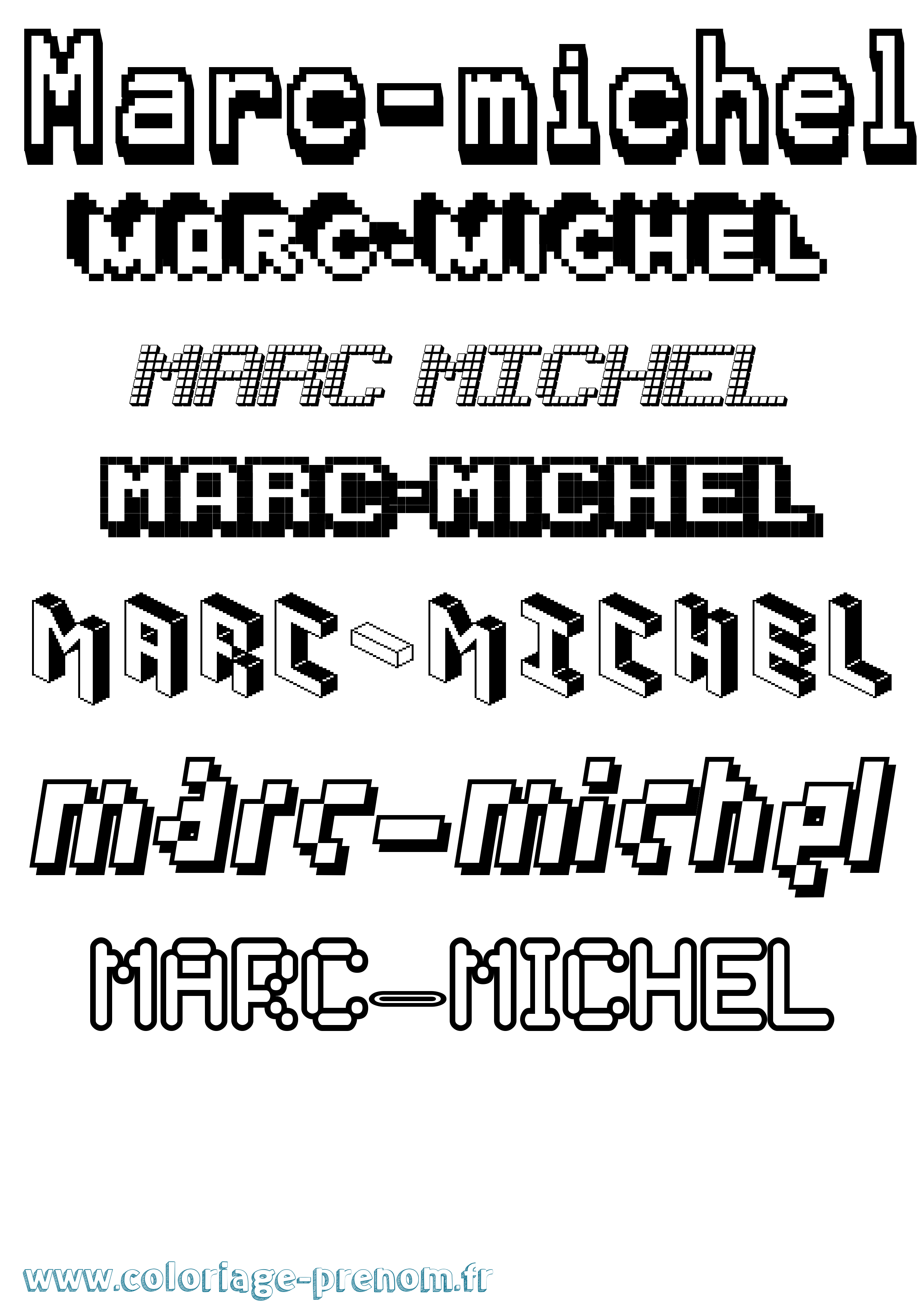 Coloriage Marc-Michel Pixel Coloriage prénom Marc-Michel Pixel