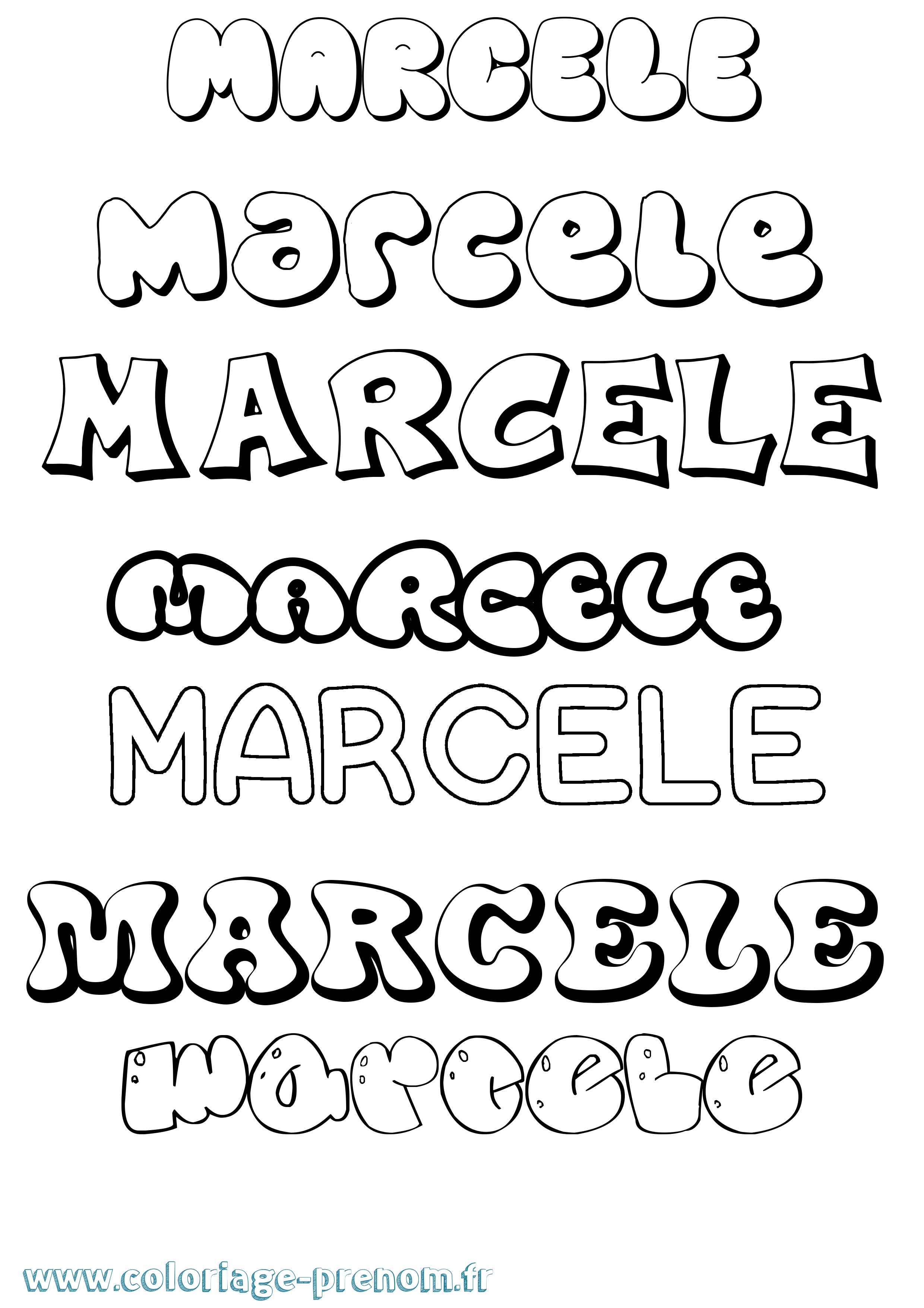Coloriage Marcele Bubble Coloriage prénom Marcele Bubble