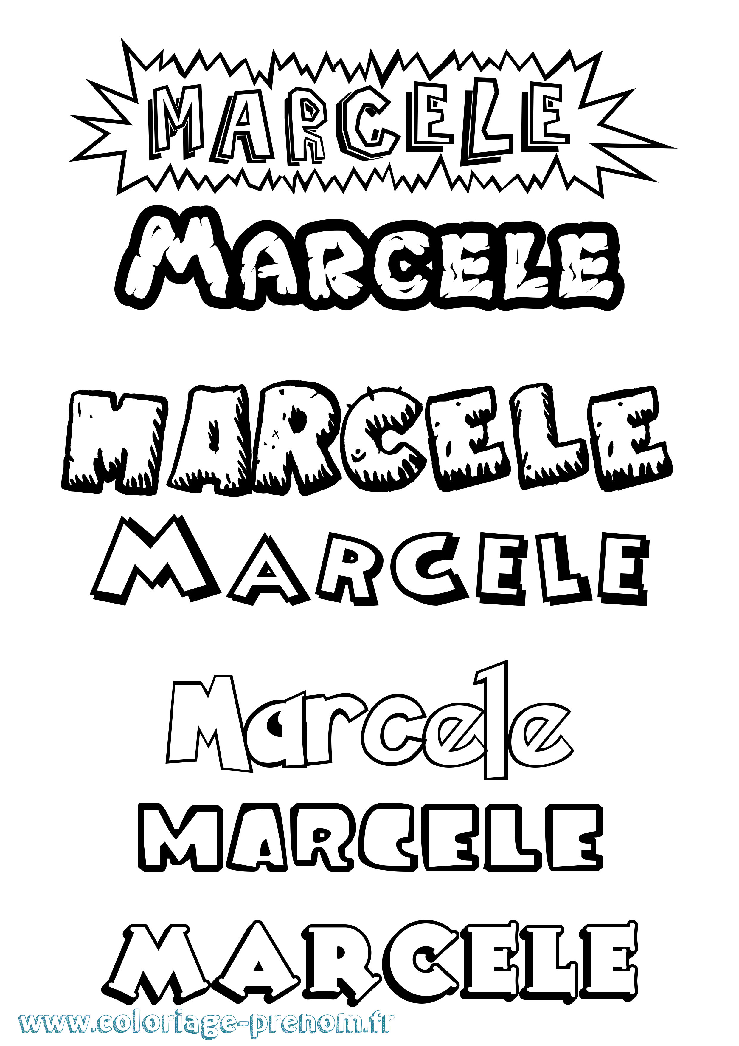 Coloriage Marcele Dessin Animé Coloriage prénom Marcele Dessin Animé
