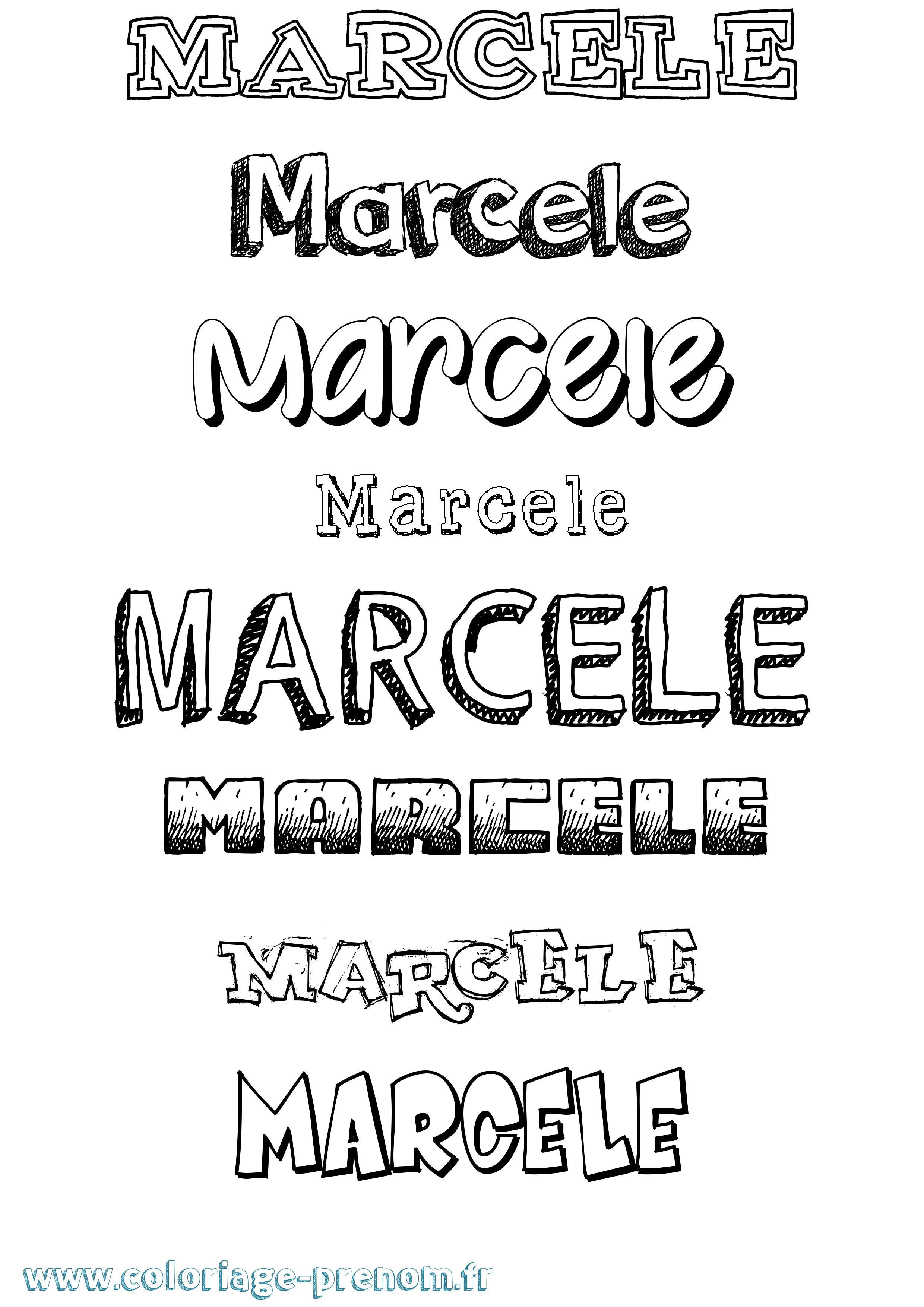 Coloriage Marcele Dessiné Coloriage prénom Marcele Dessiné