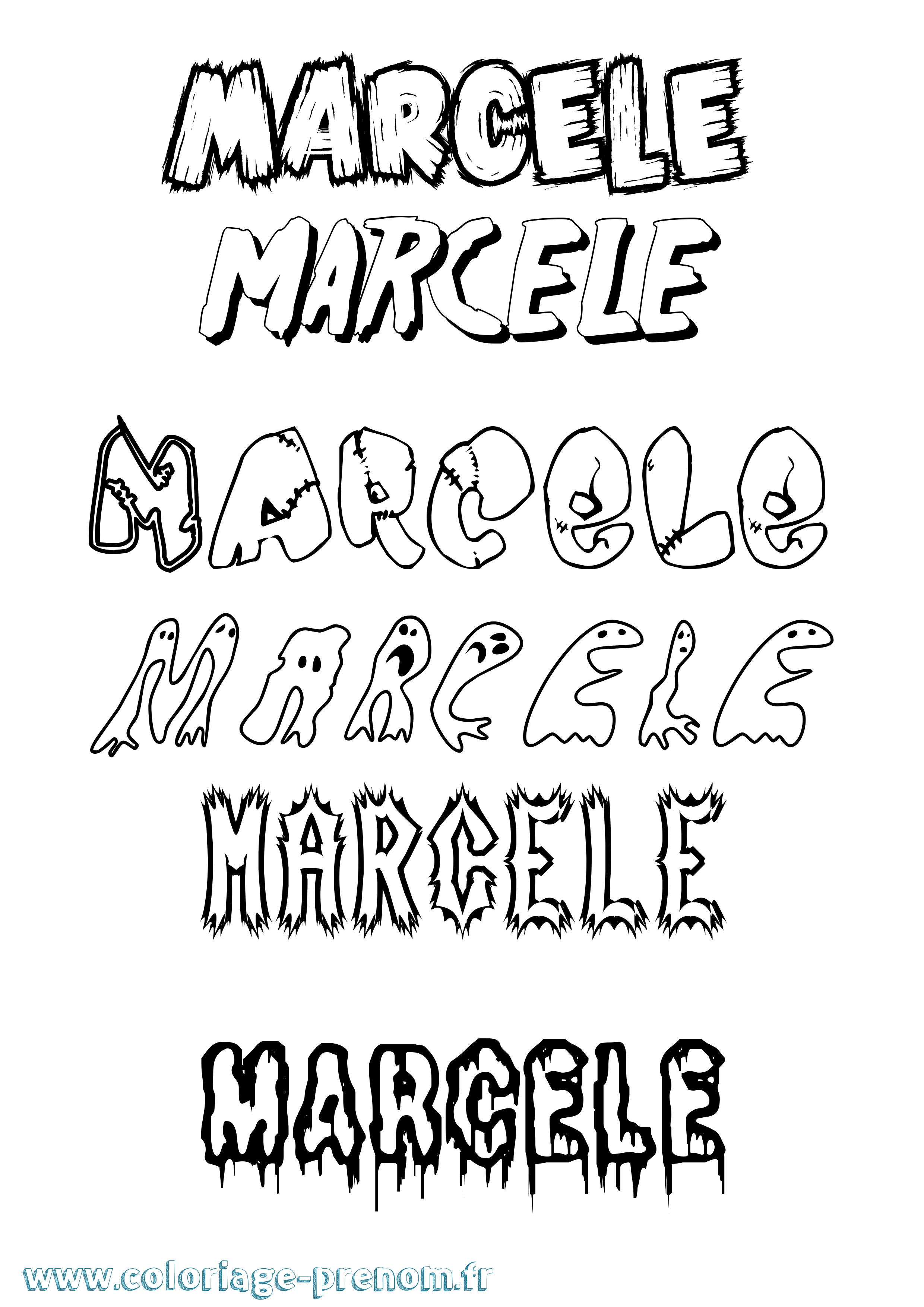 Coloriage Marcele Frisson Coloriage prénom Marcele Frisson