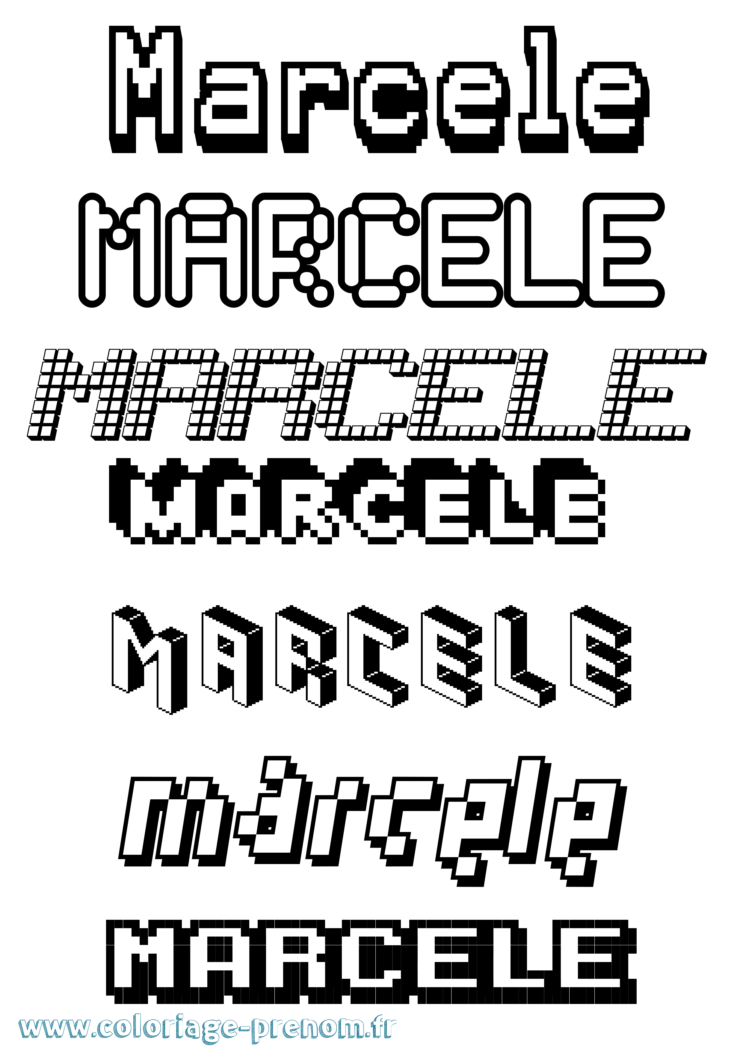 Coloriage Marcele Pixel Coloriage prénom Marcele Pixel