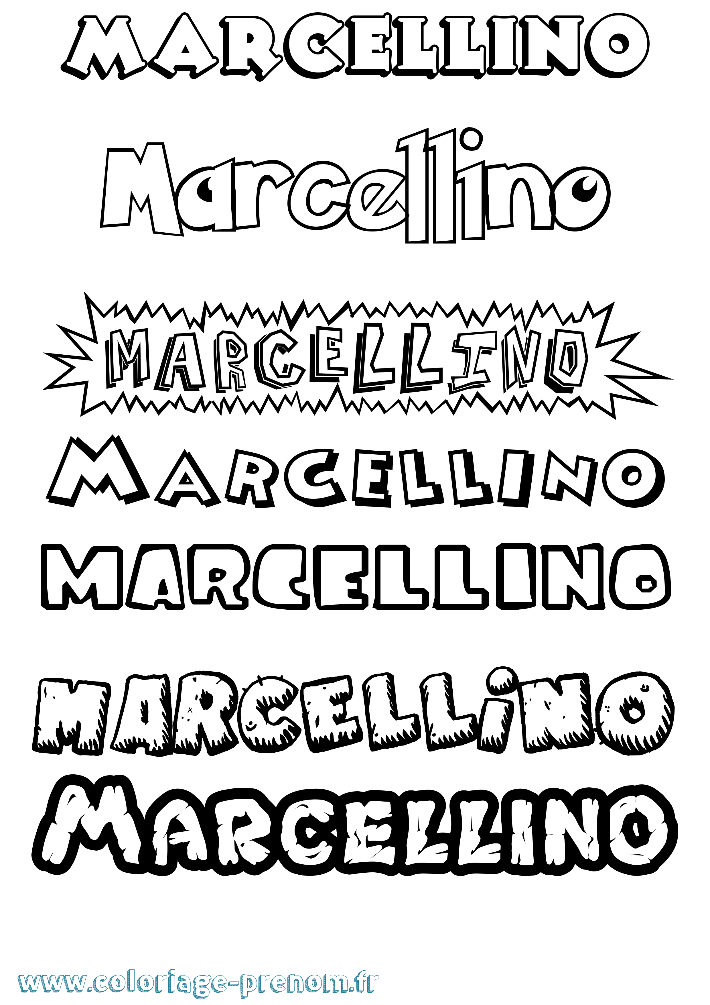 Coloriage Marcellino Dessin Animé Coloriage prénom Marcellino Dessin Animé